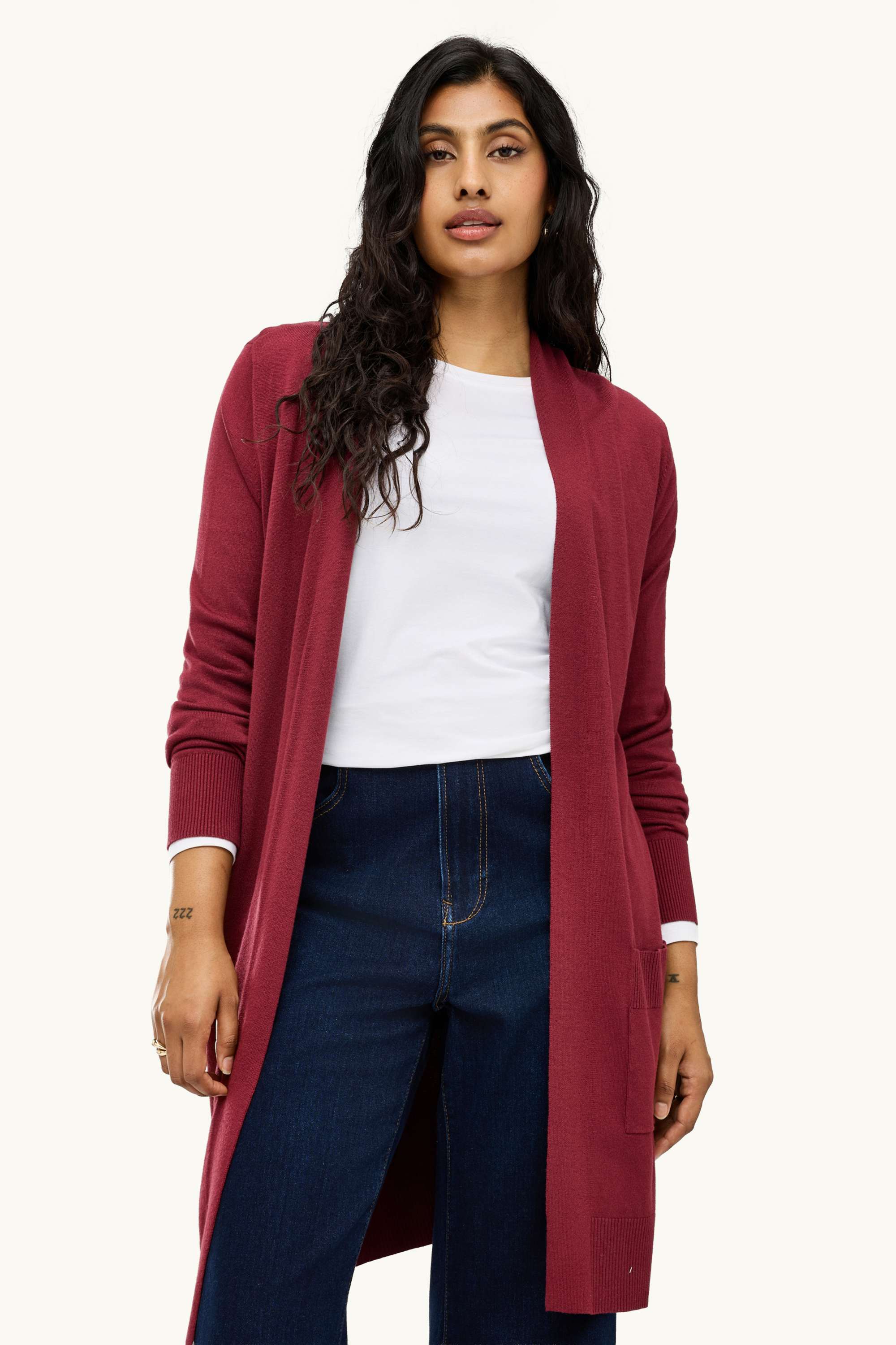 Long cardigan bordeaux