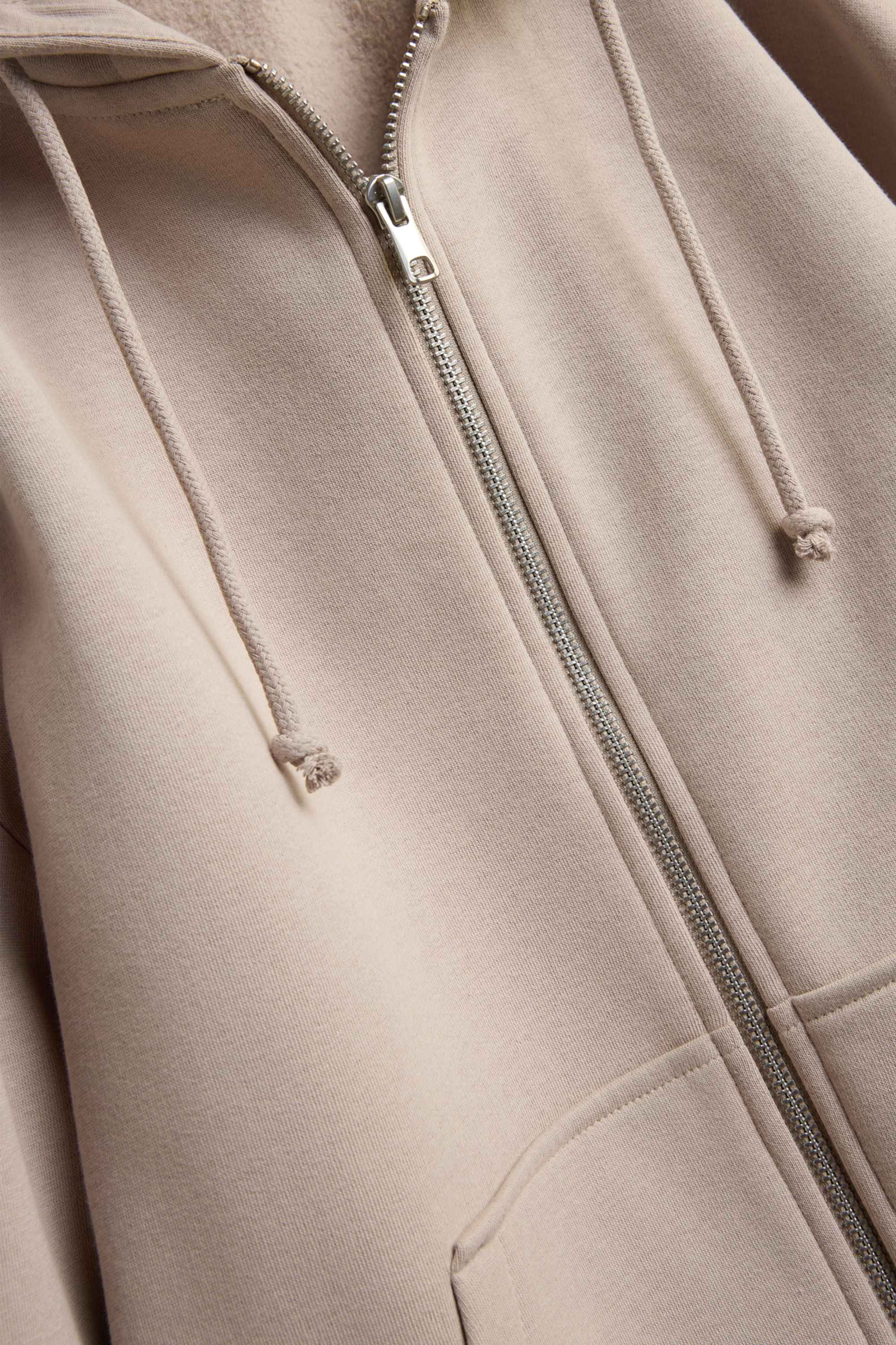 Zip-through hoodie beige