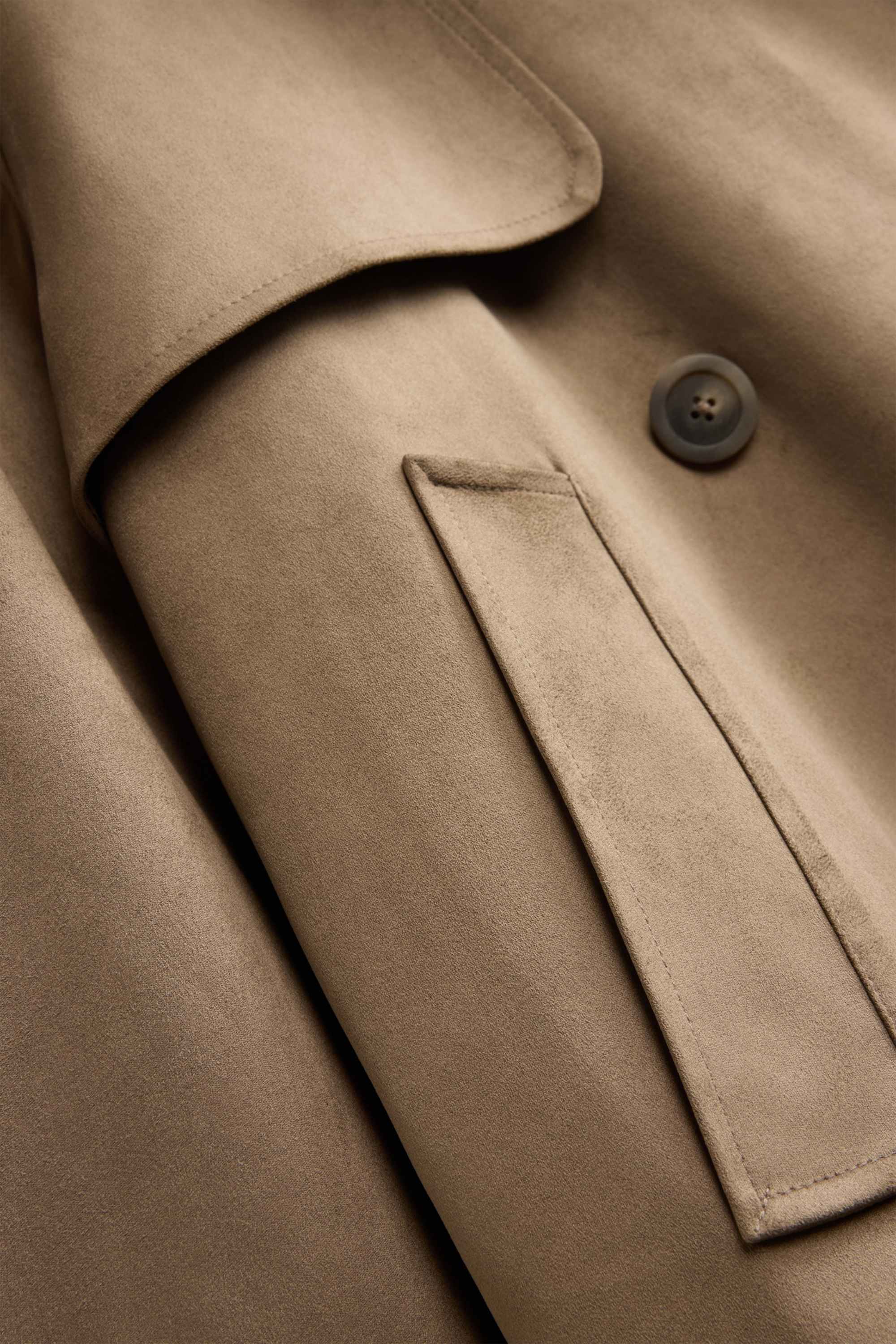 Cropped trench coat - faux suede light brown