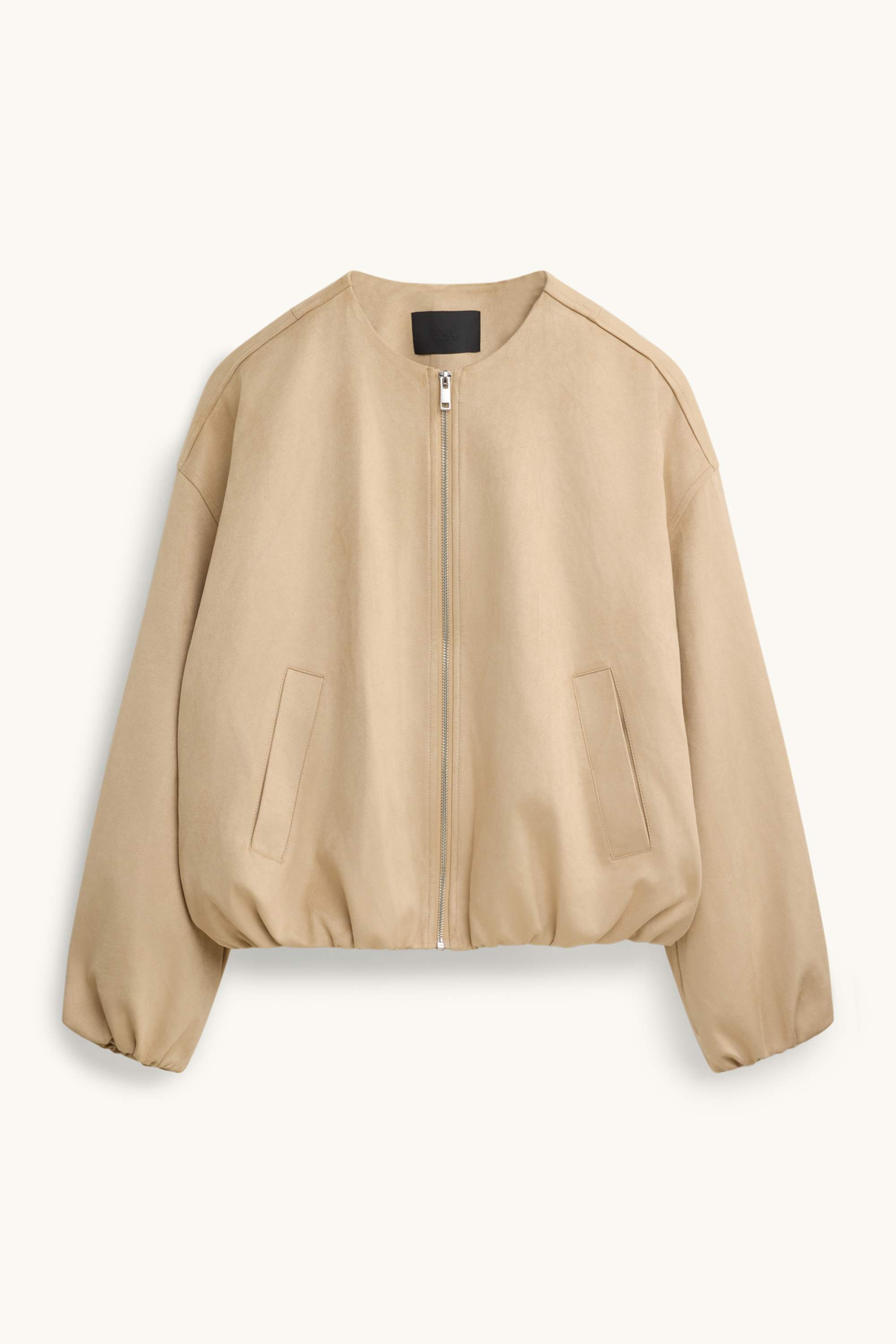 Bomber jacket - faux suede beige