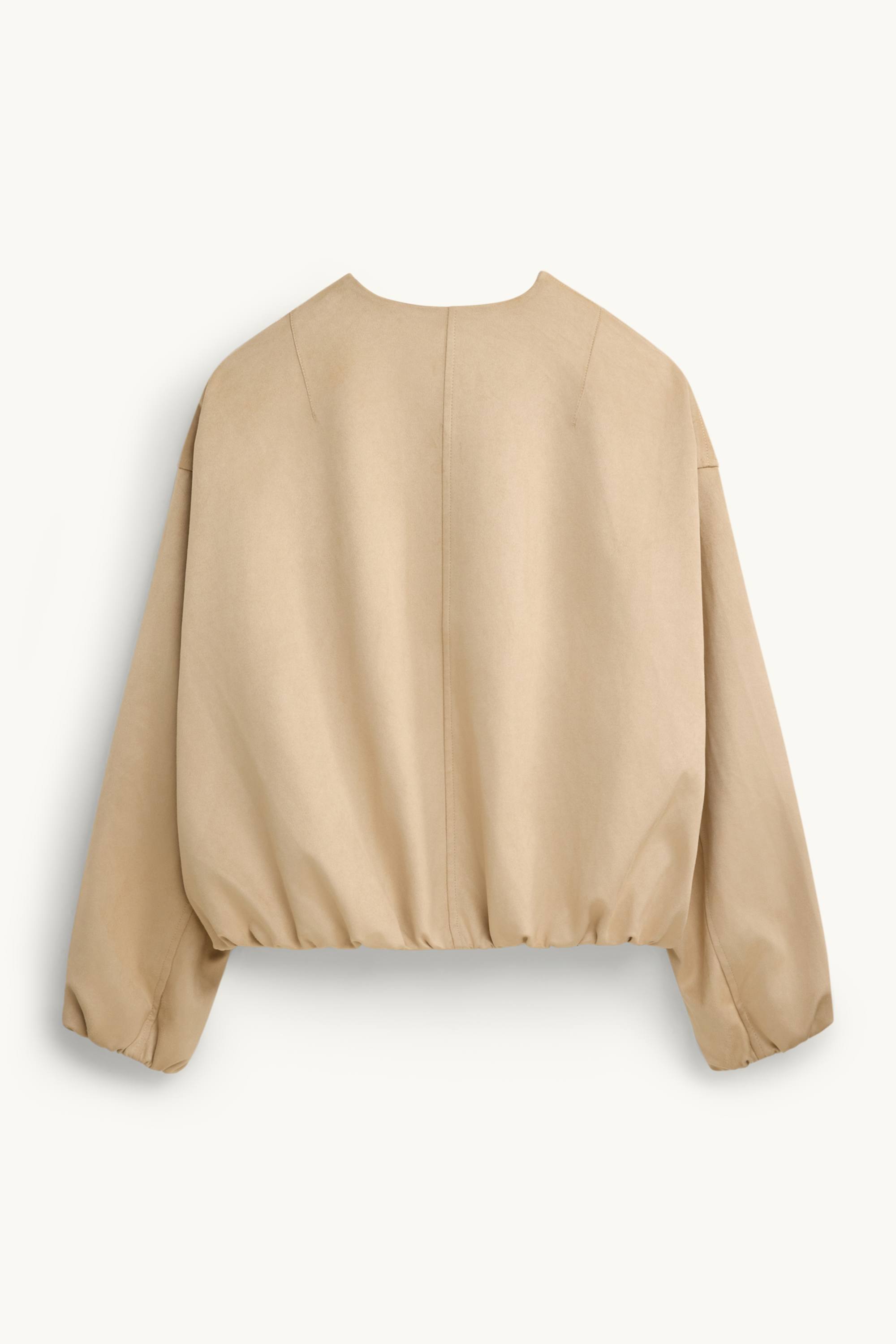 Bomber jacket - faux suede beige