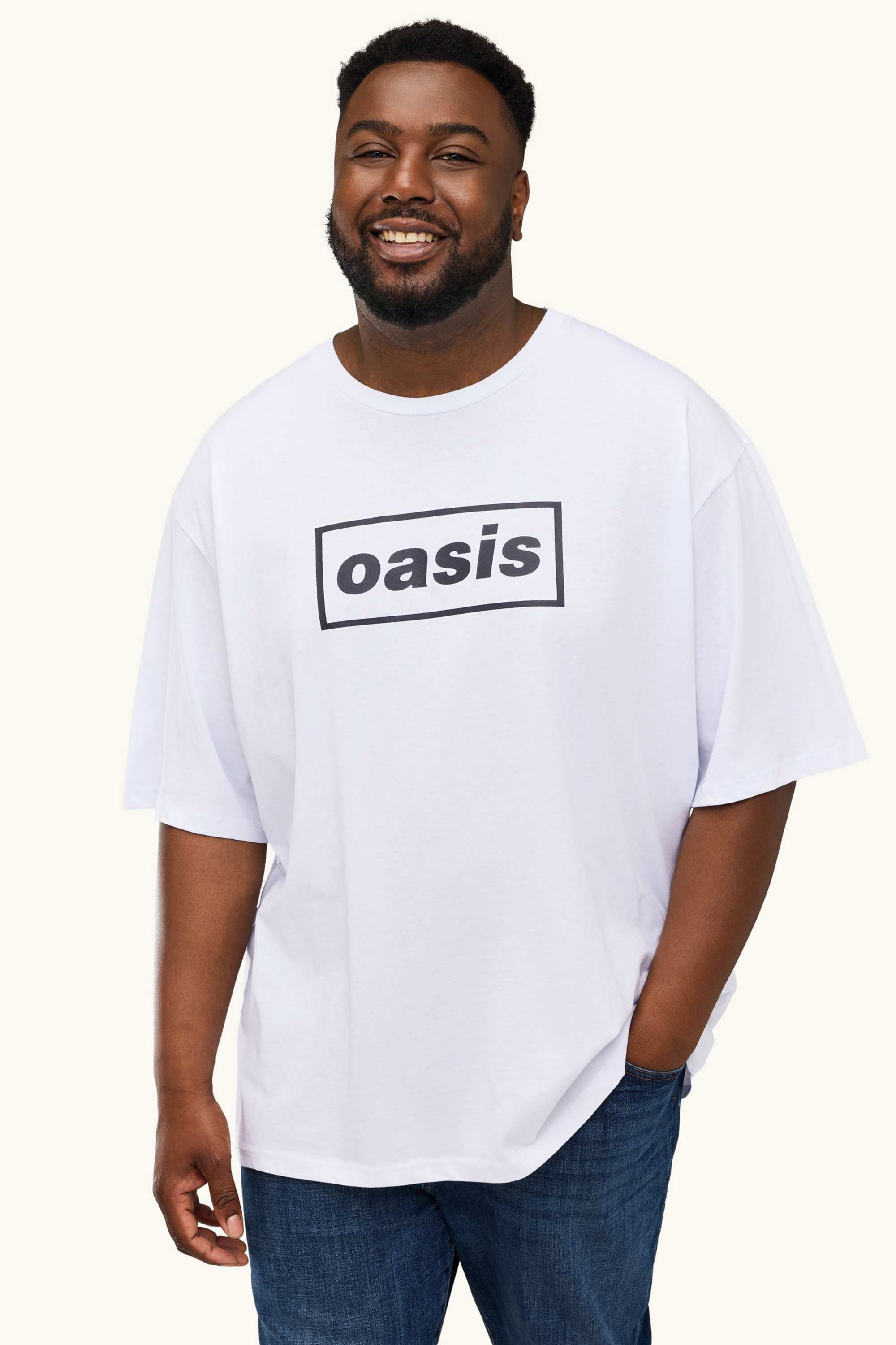 T-shirt - oversized - Oasis white / black
