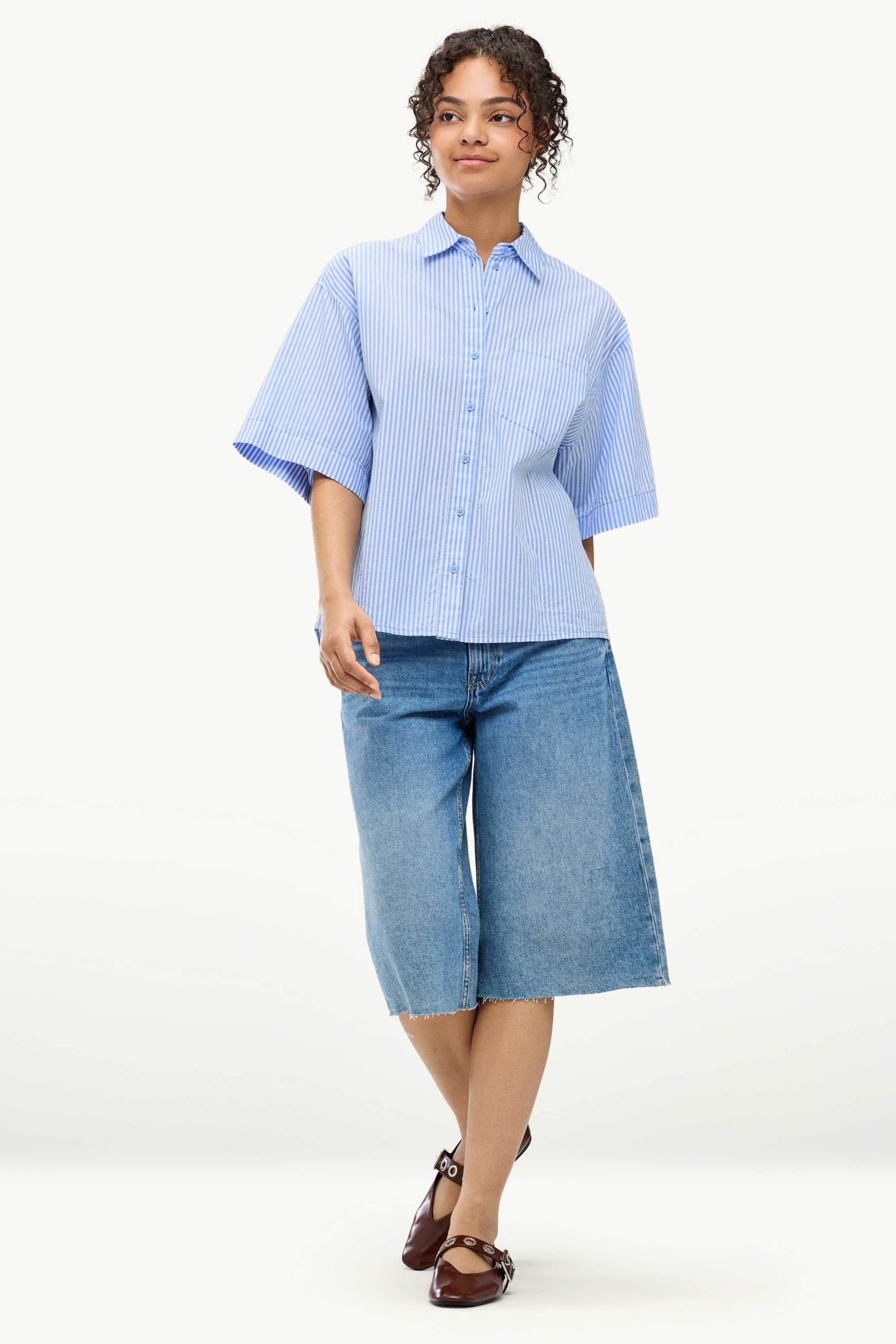 Shirt blouse - striped light blue