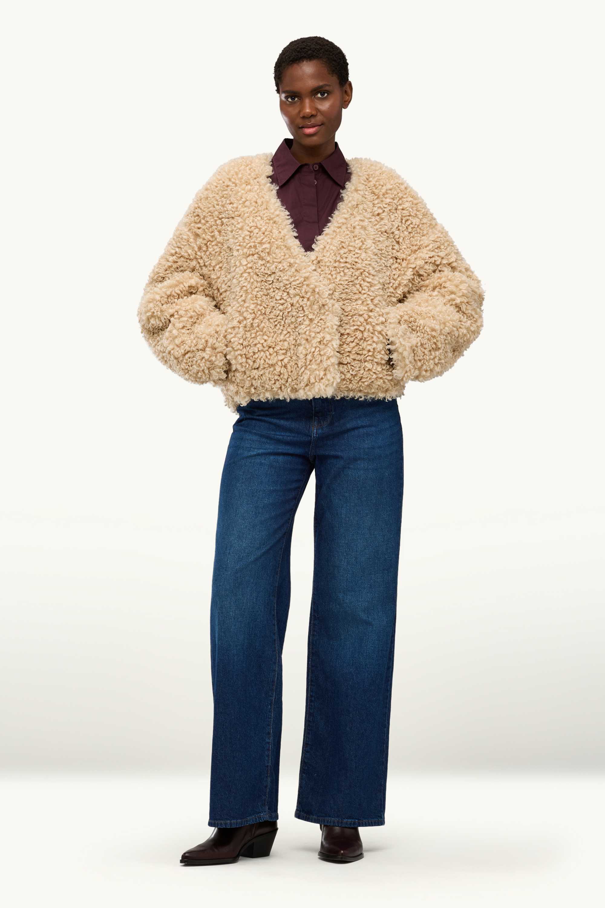 Teddy fur jacket beige