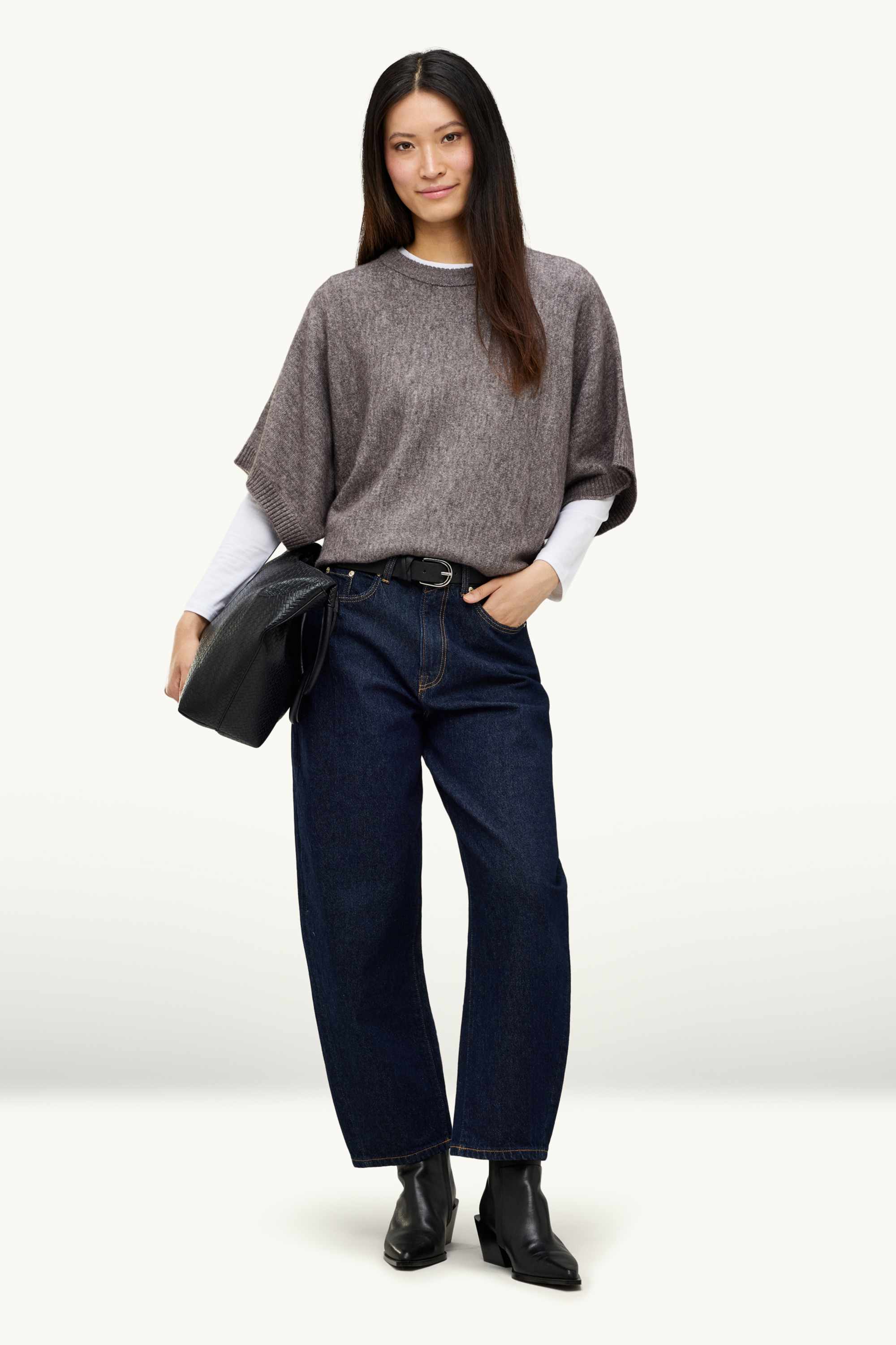 Knitted jumper - short sleeve gray