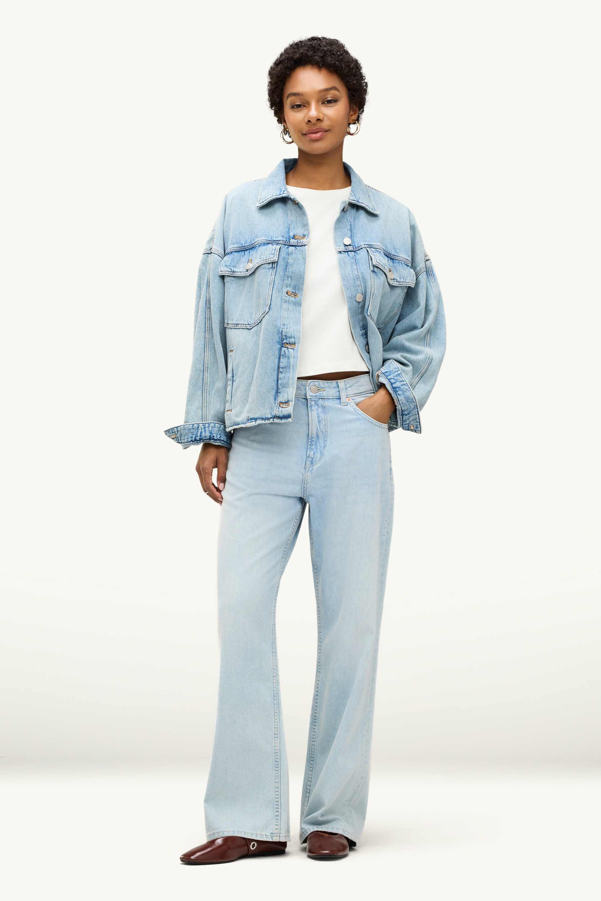 Baggy jeans - mid-rise waist light blue