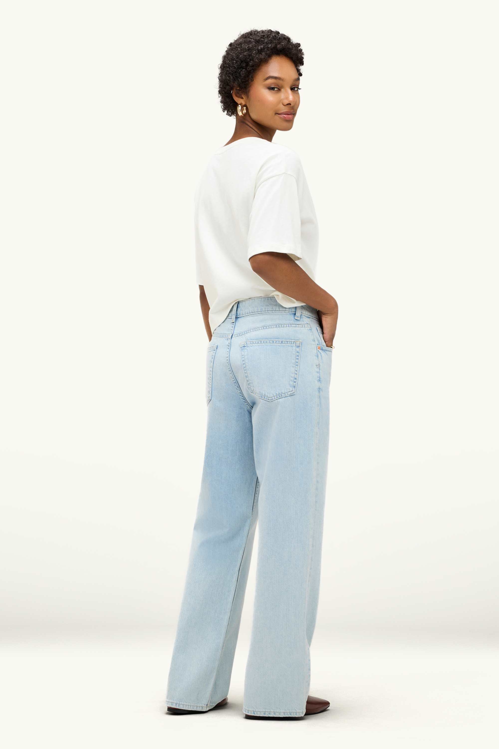 Baggy jeans - mid-rise waist light blue
