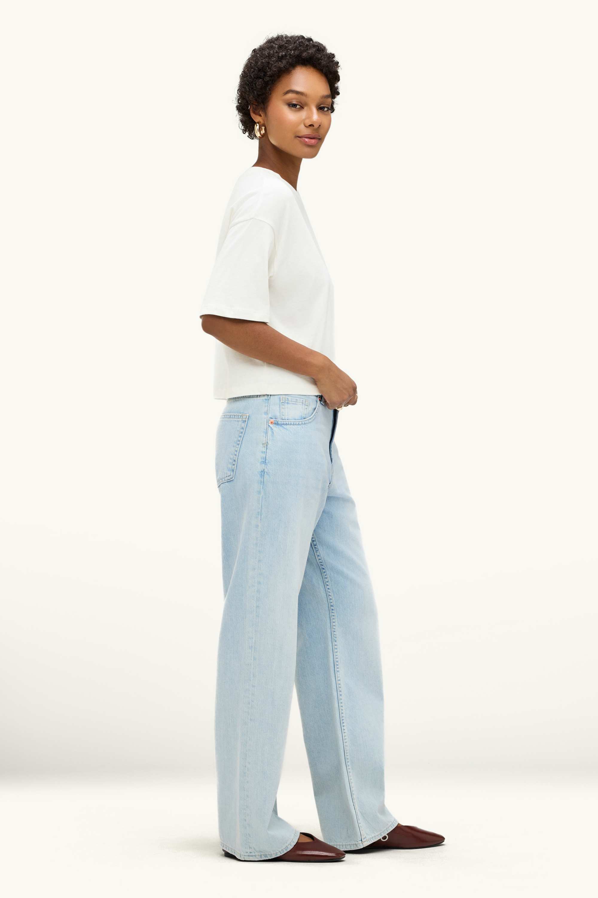 Baggy jeans - mid-rise waist light blue