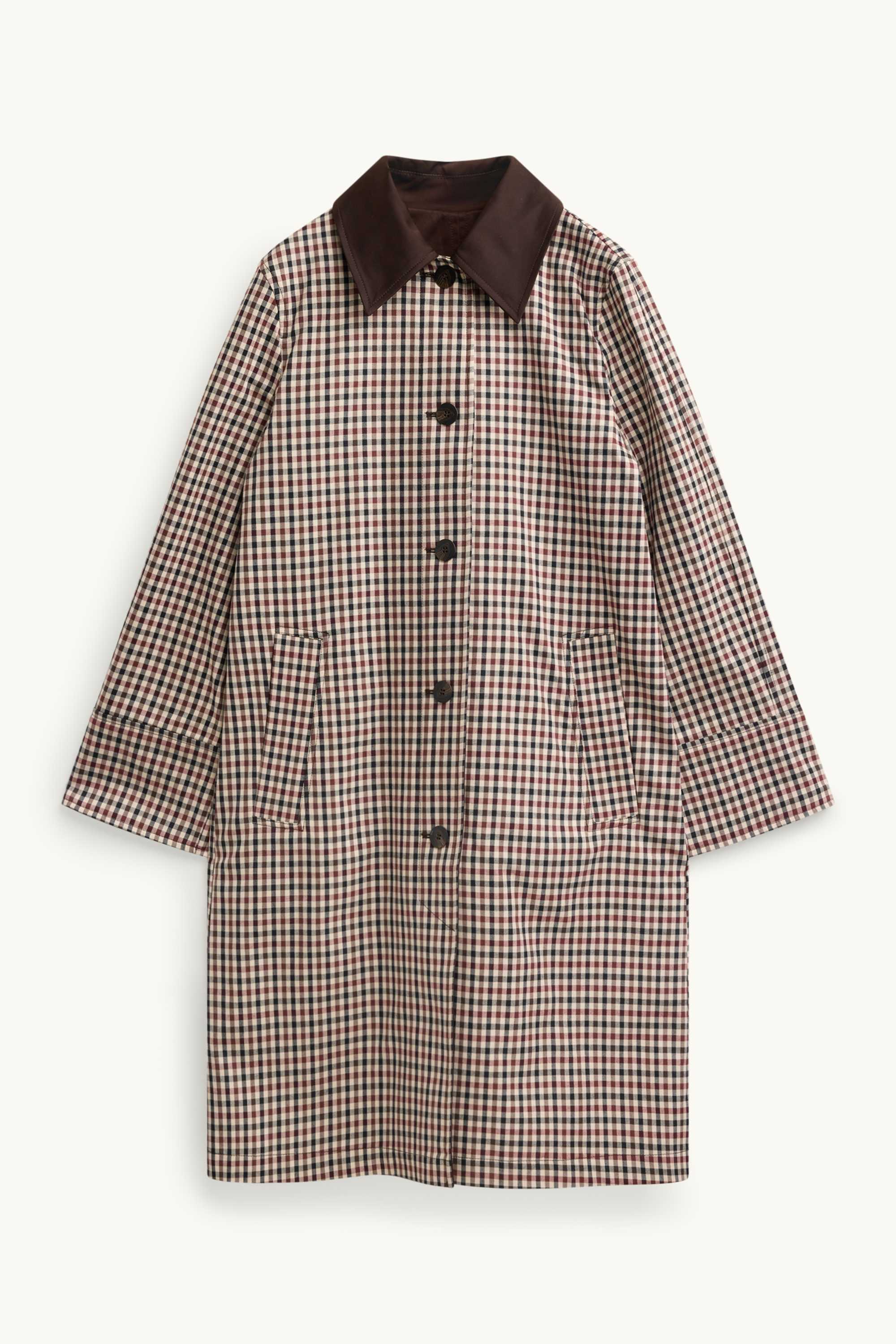 Coat - check brown / dark red