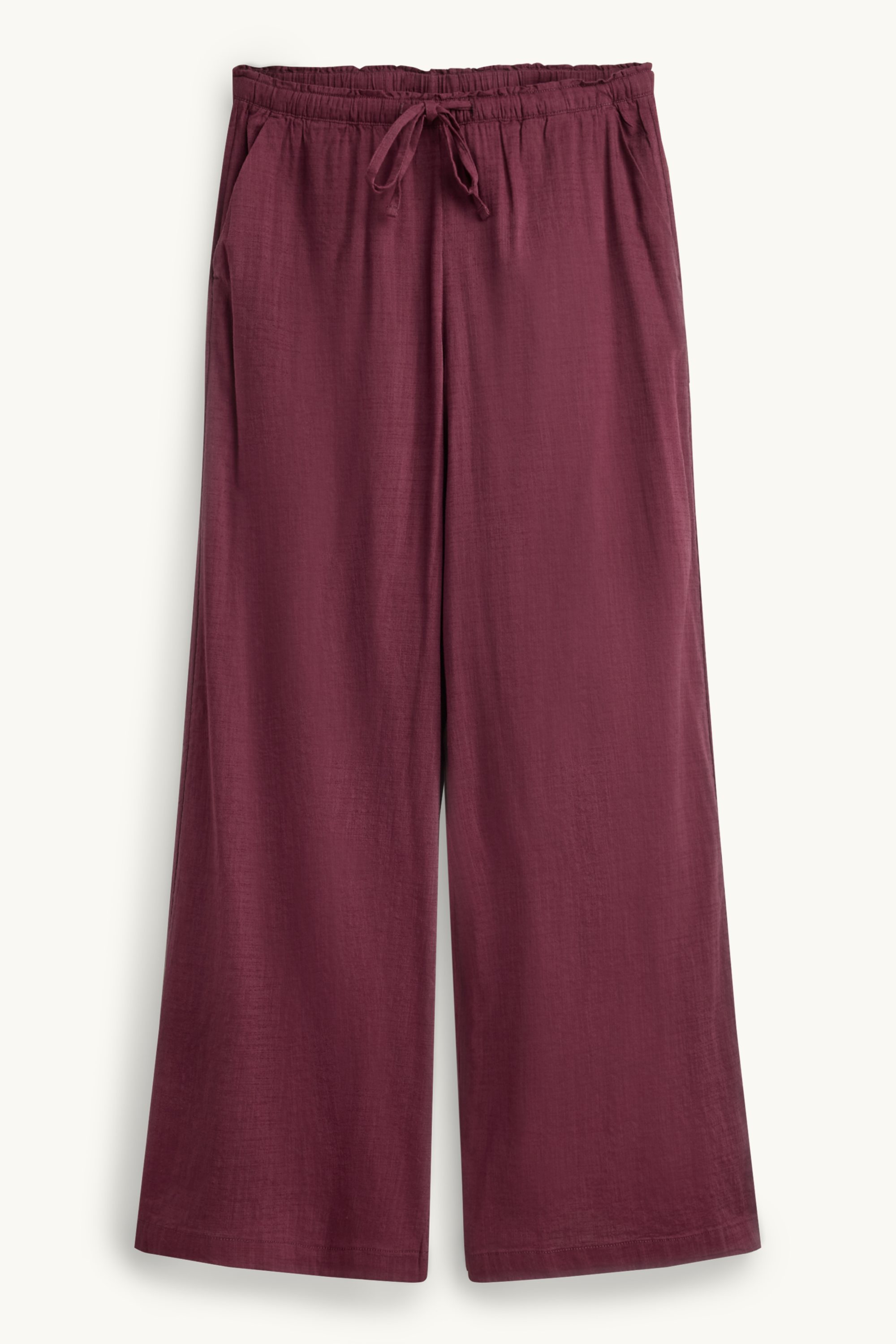 Cloth trousers - mid-rise waist - wide leg bordeaux