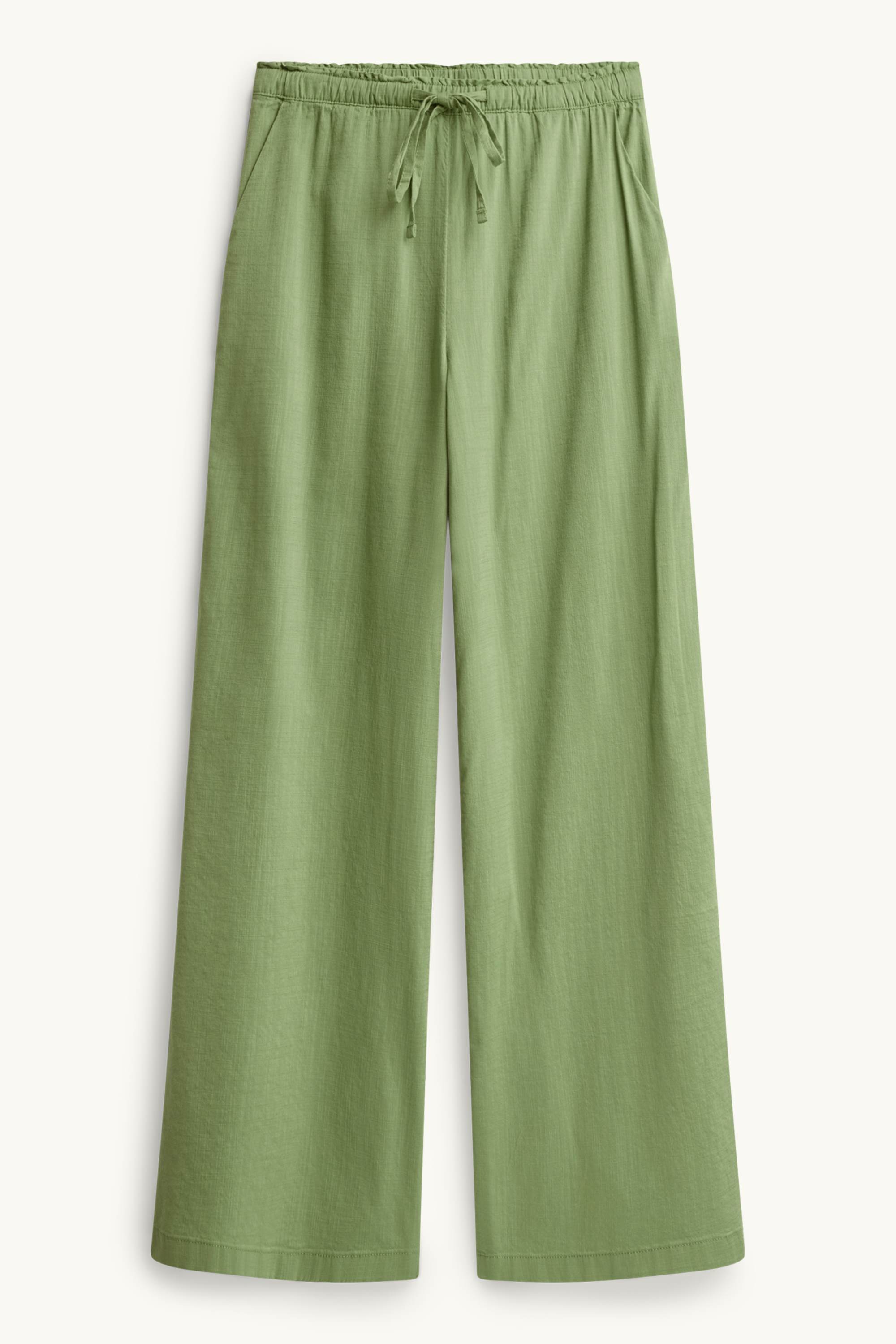 Cloth trousers - mid-rise waist - wide leg green