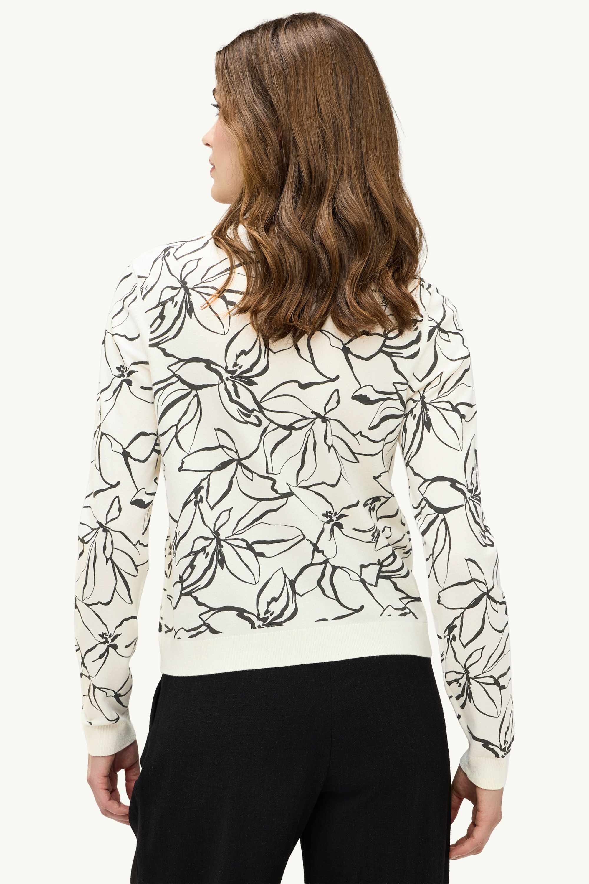 Cardigan - floral white / black
