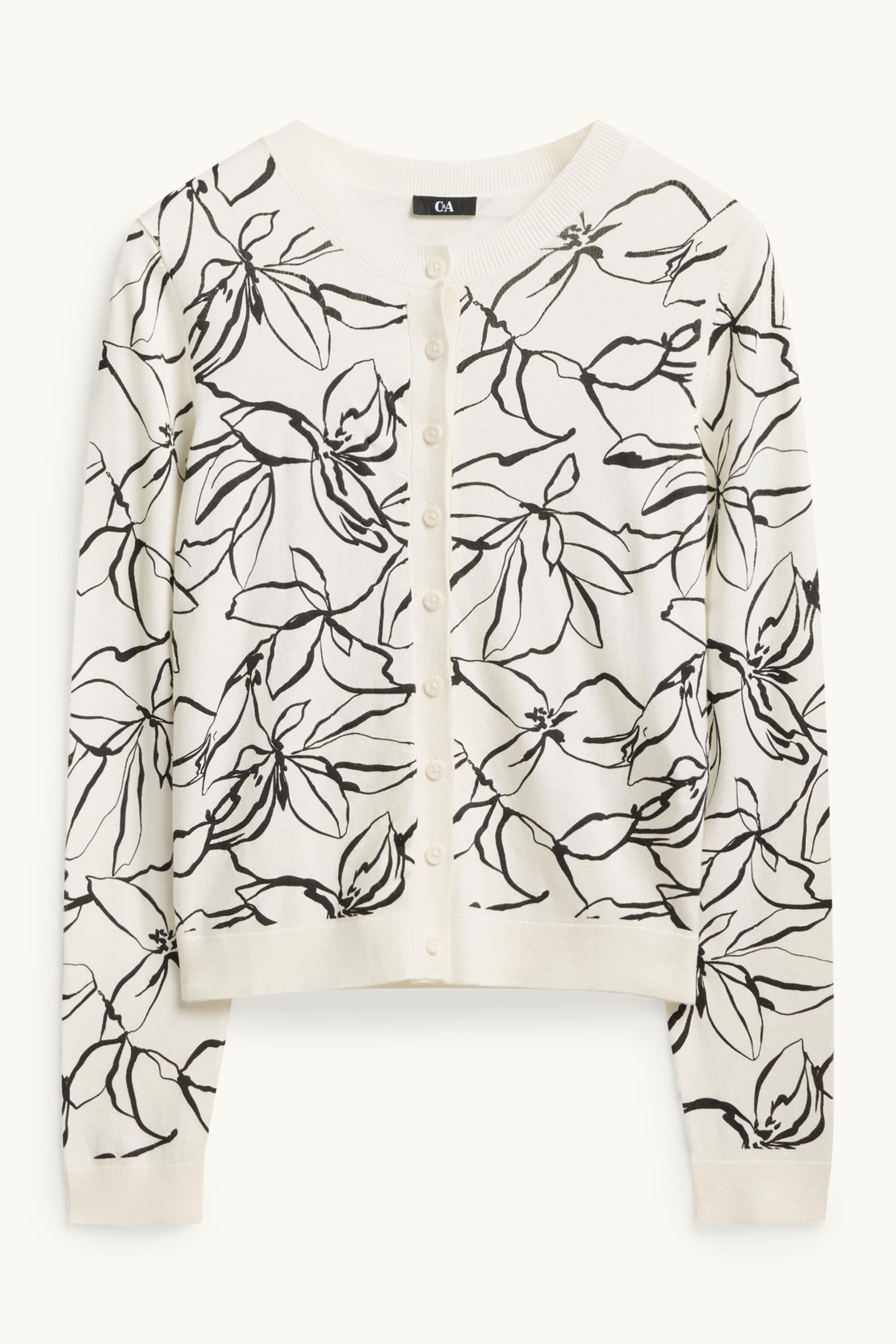 Cardigan - floral white / black