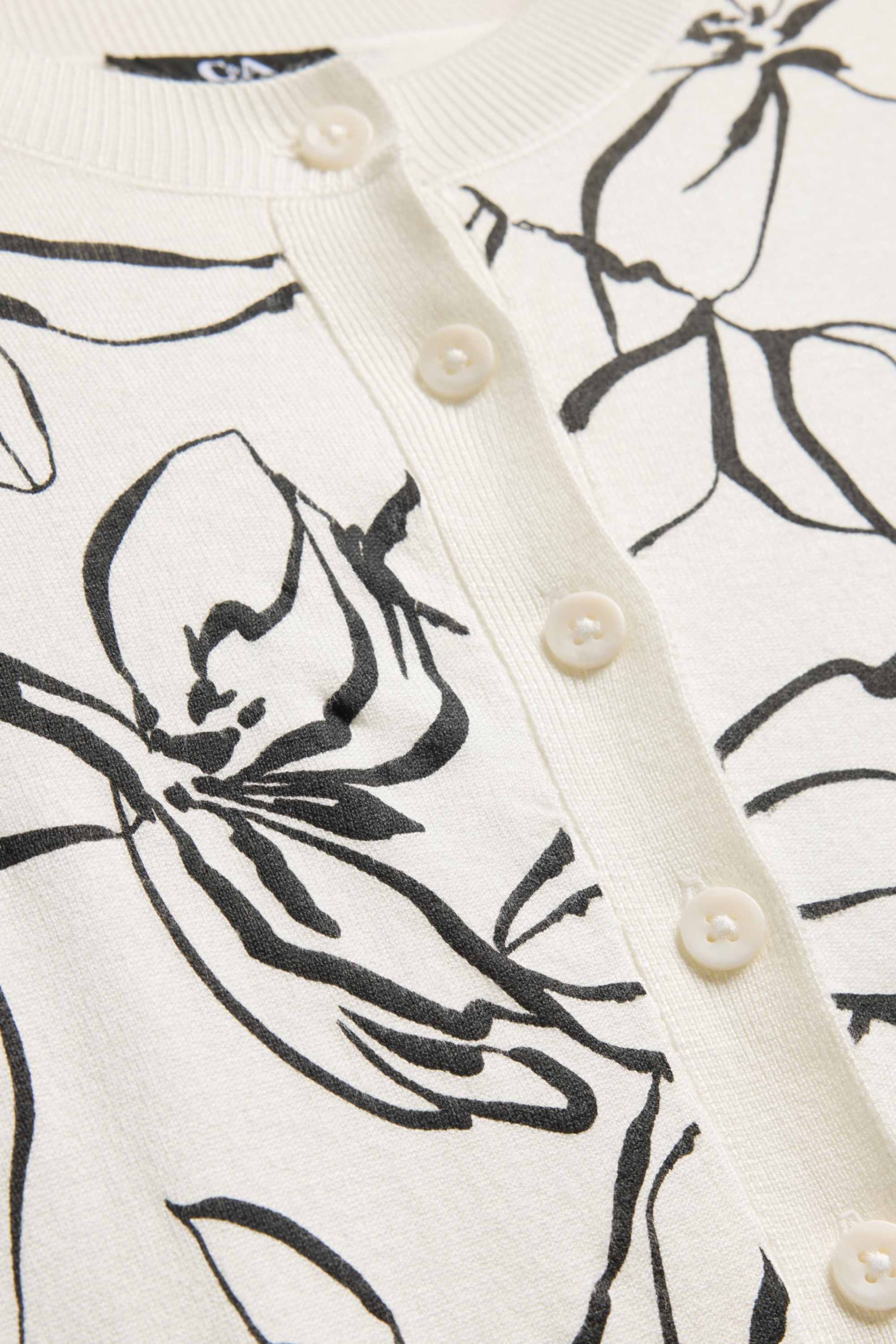Cardigan - floral white / black