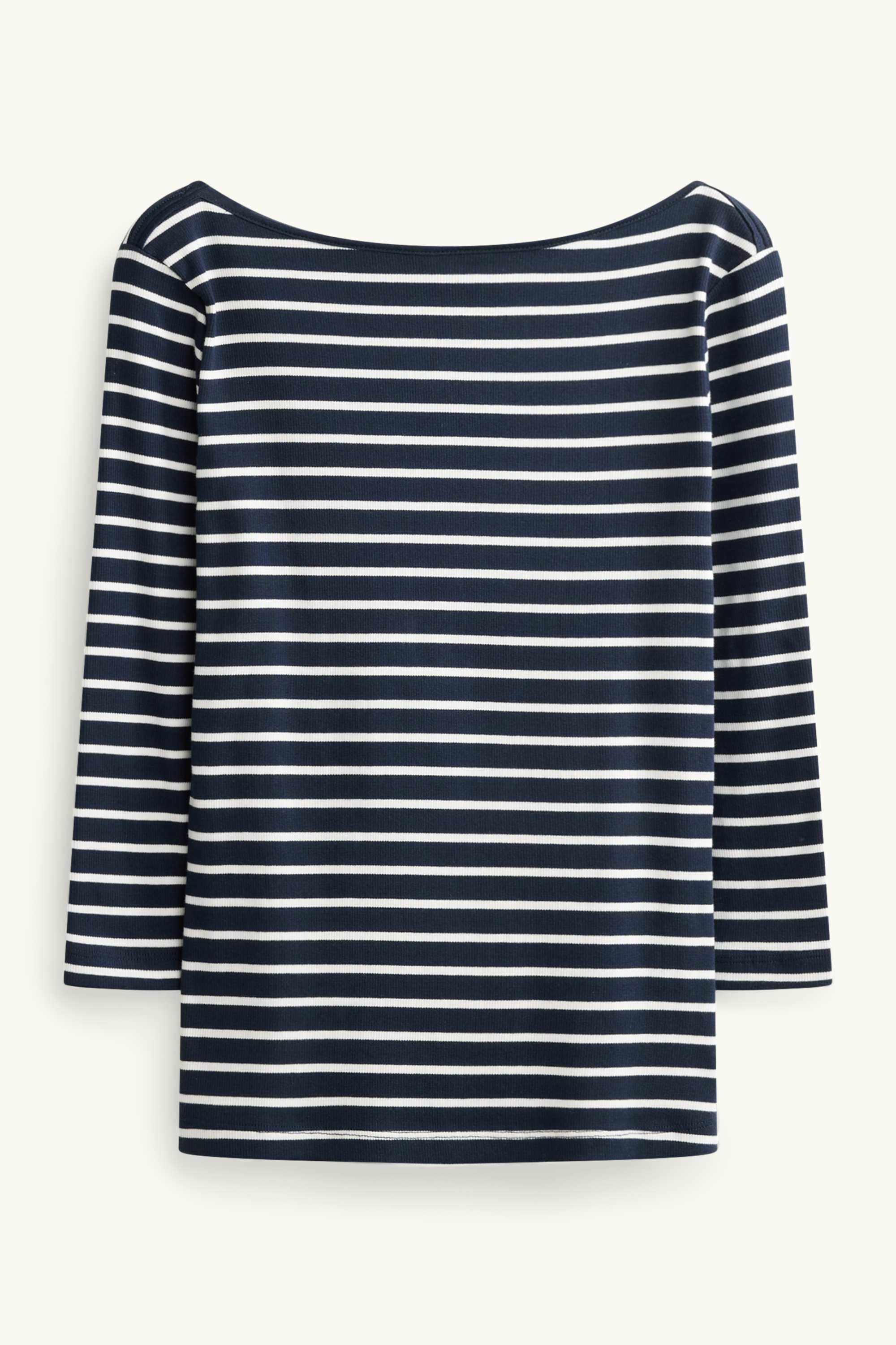 Long sleeve top - slim fit - ribbed - striped dark blue / white