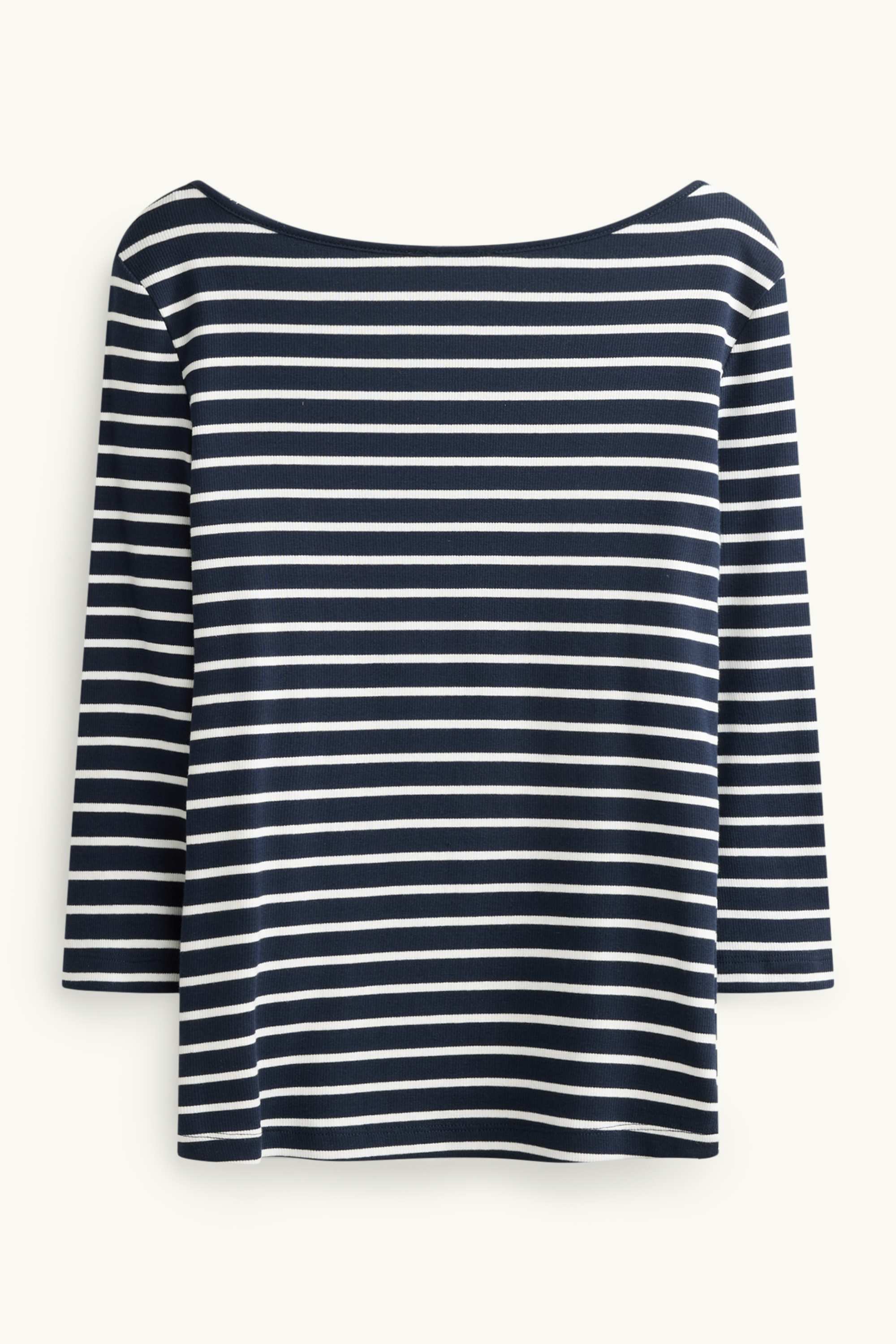 Long sleeve top - slim fit - ribbed - striped dark blue / white