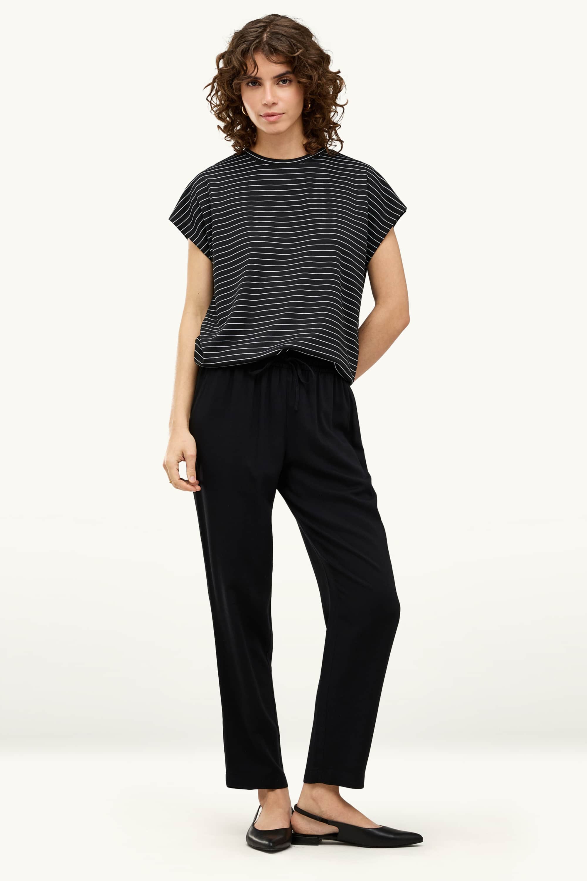 T-shirt - regular fit - striped black / white