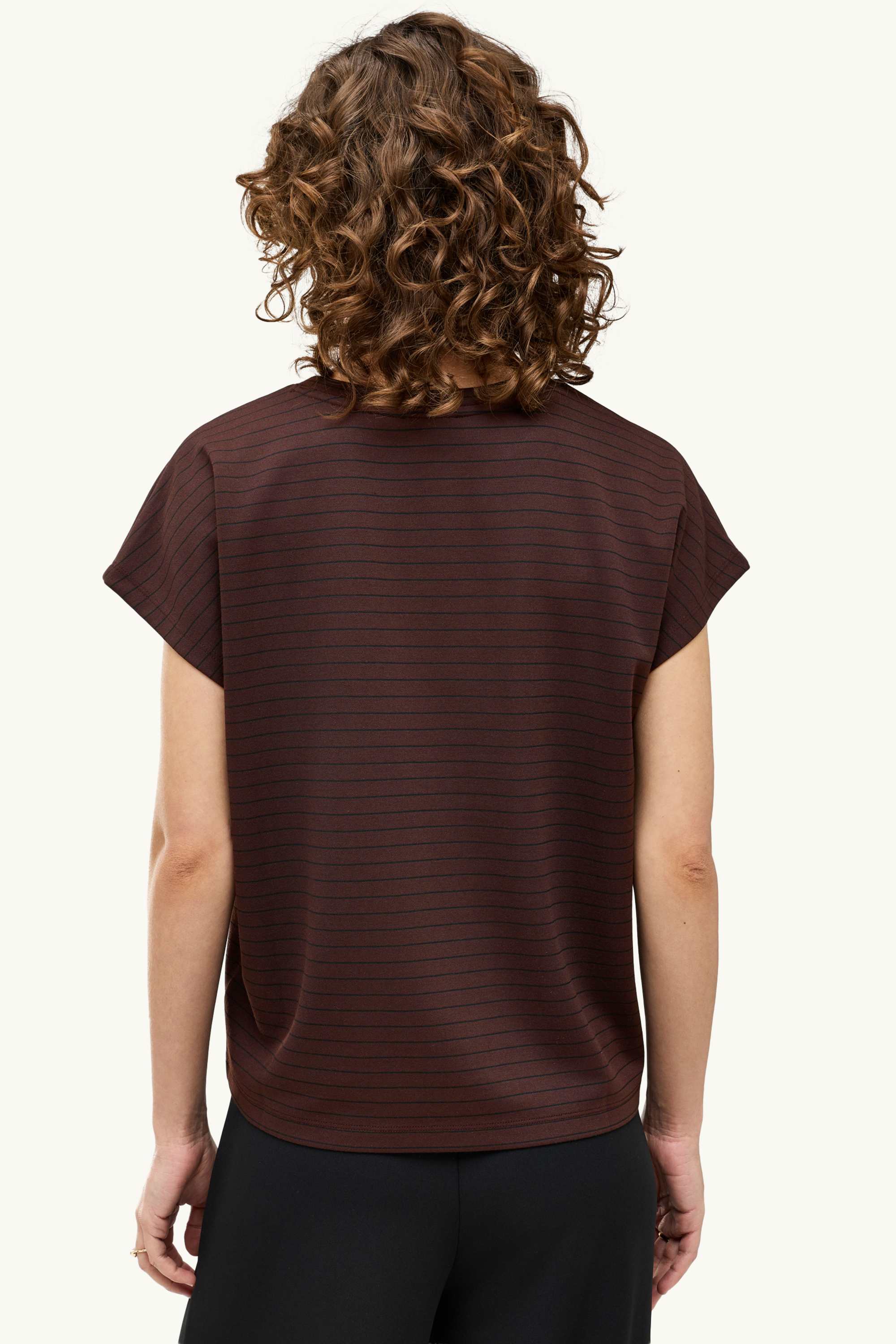 T-shirt - regular fit - striped dark brown