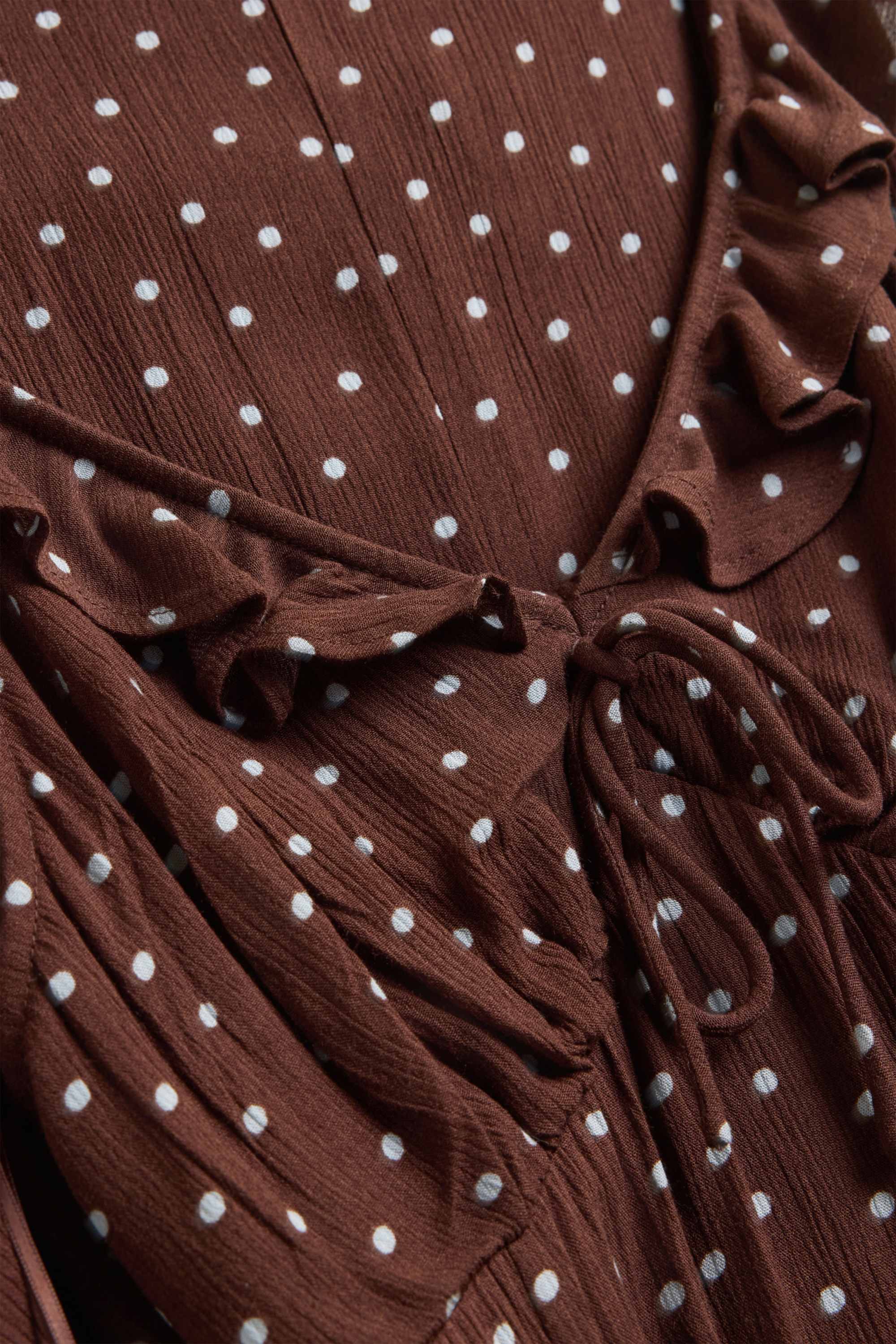 Dress - polka dot - textured dark brown