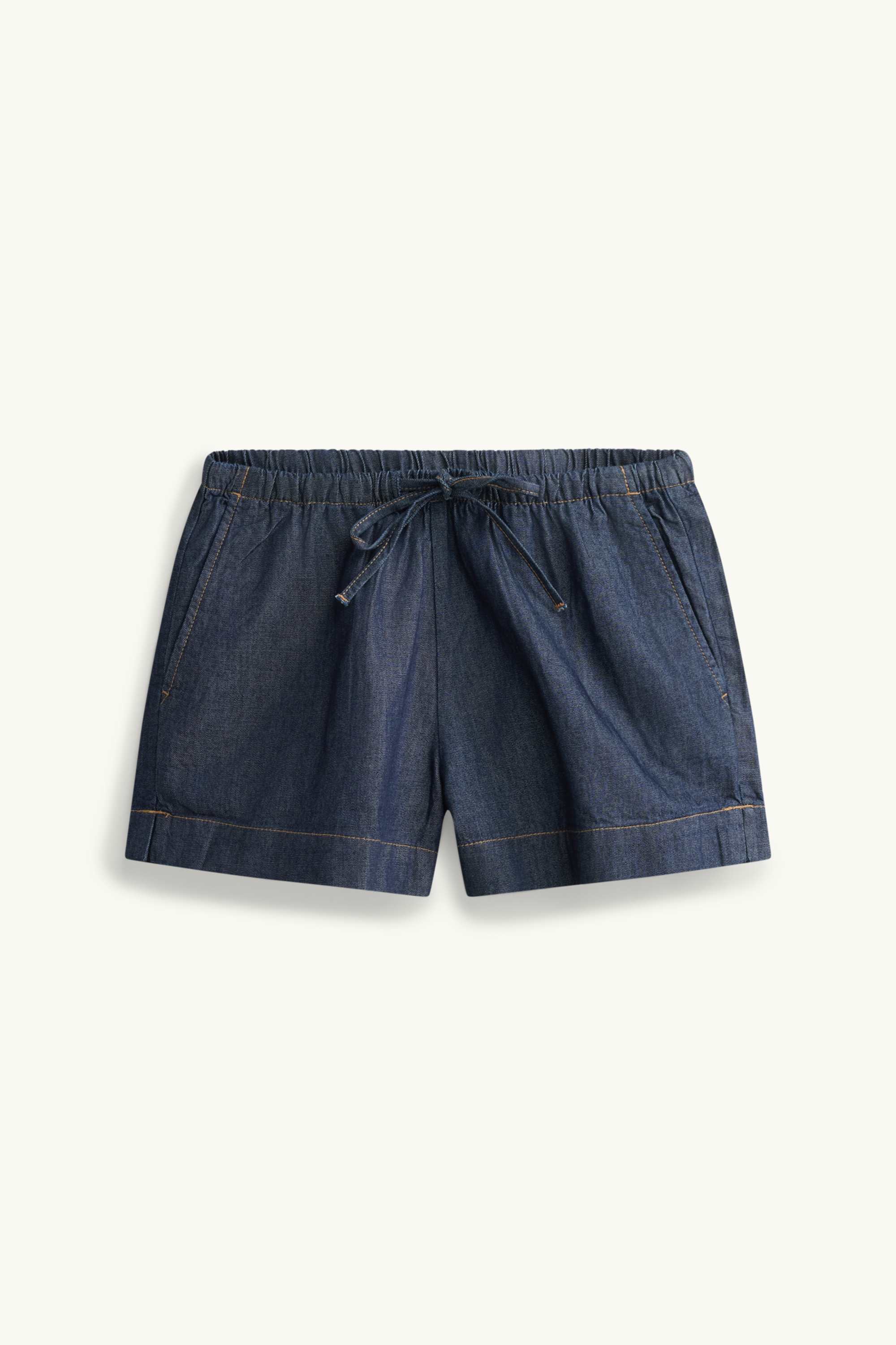 Denim shorts - mid-rise waist denim-dark blue