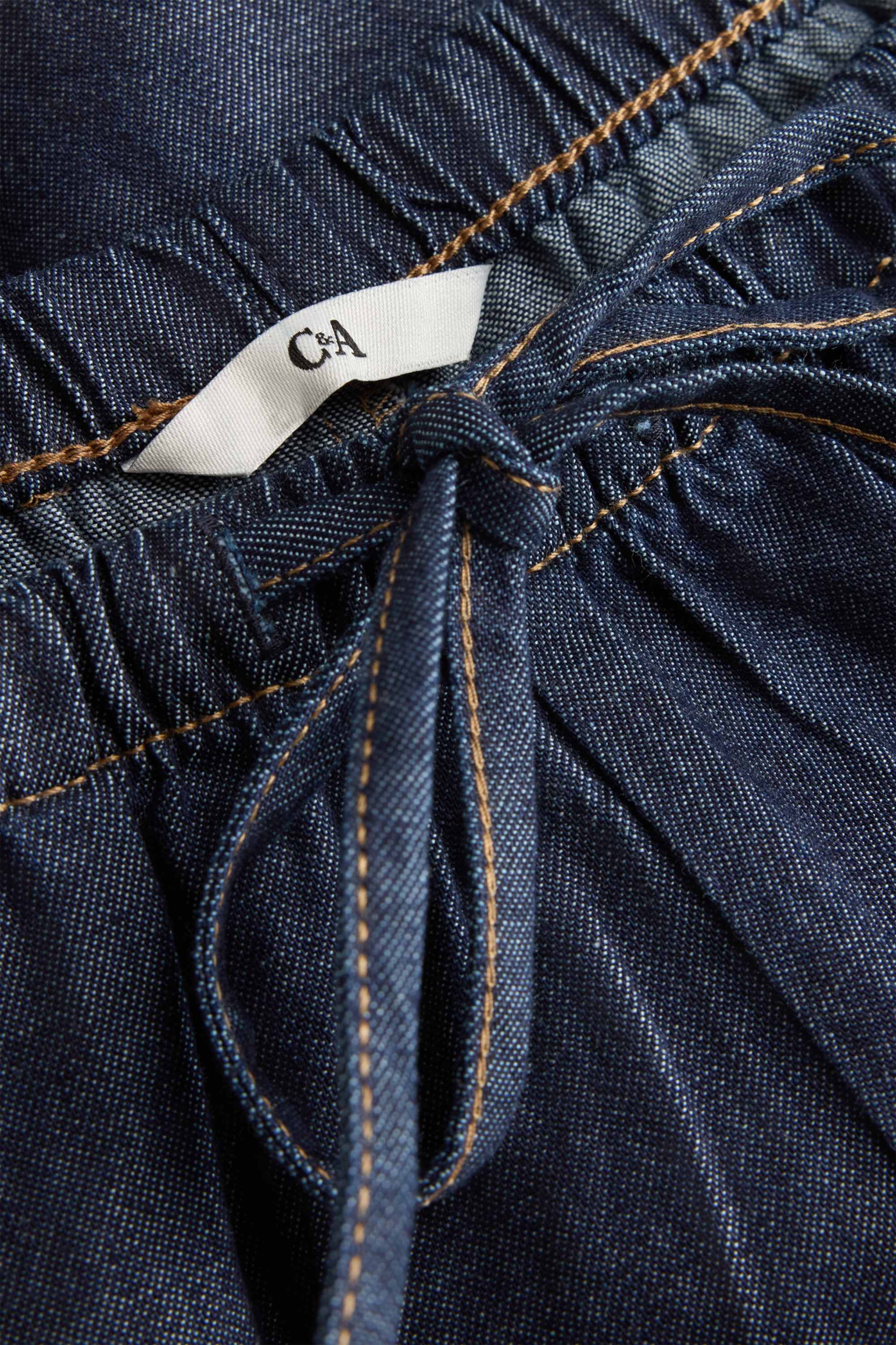 Denim shorts - mid-rise waist denim-dark blue