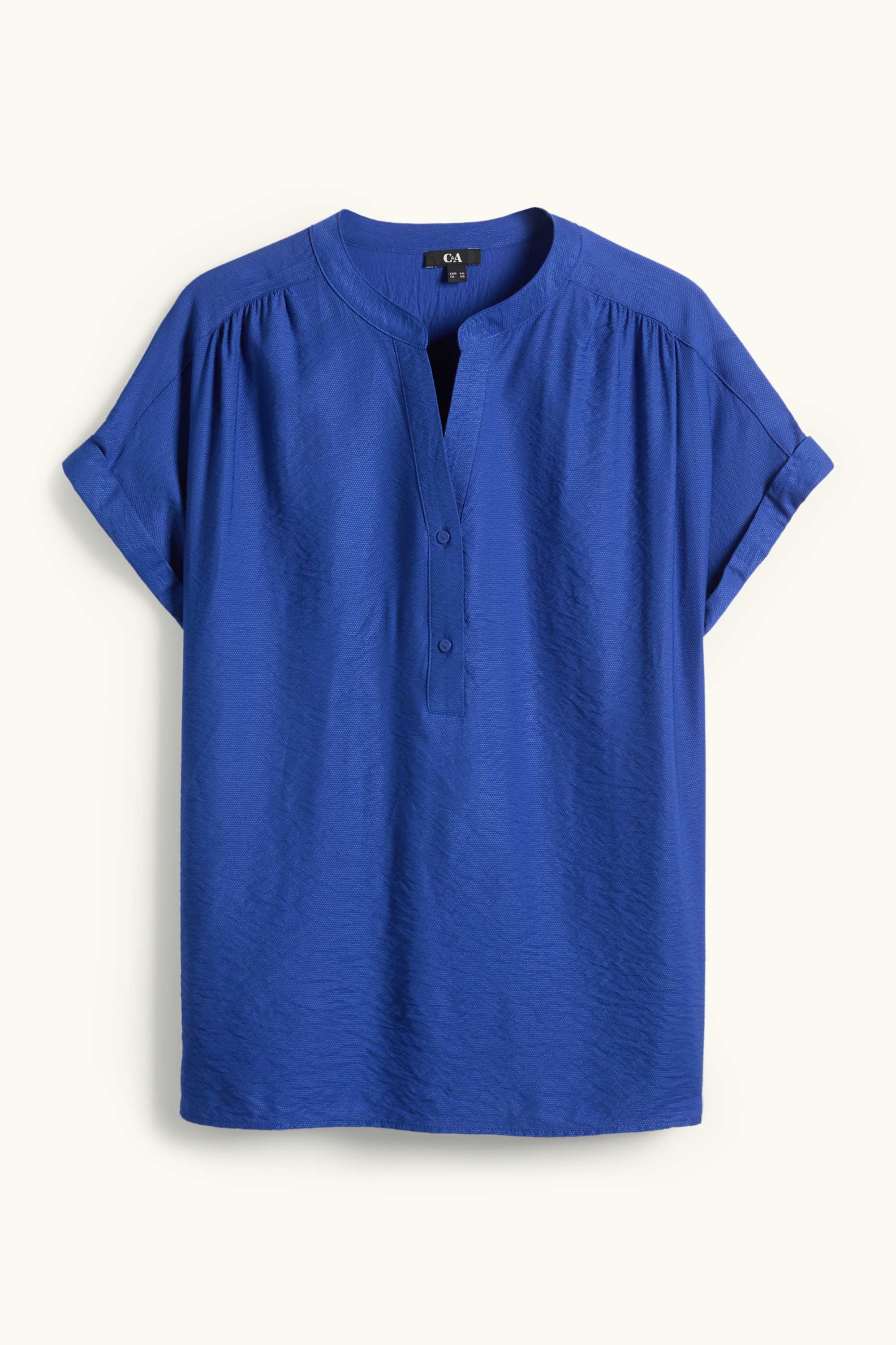 V-neck blouse - textured dark blue