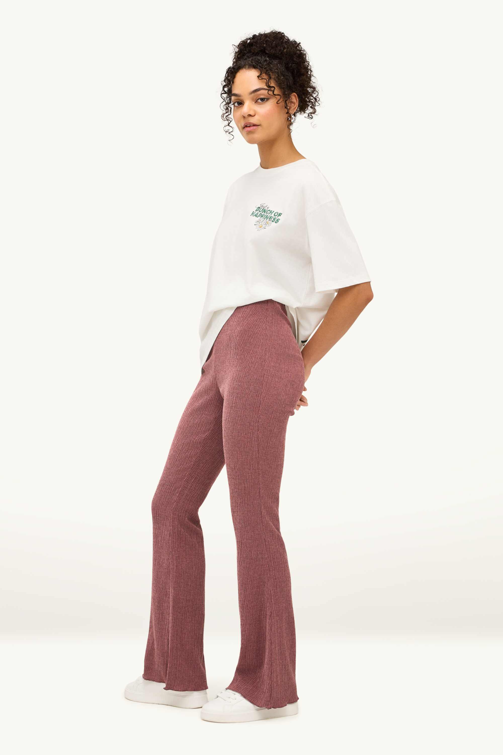 Cloth trousers - high waist - flared red