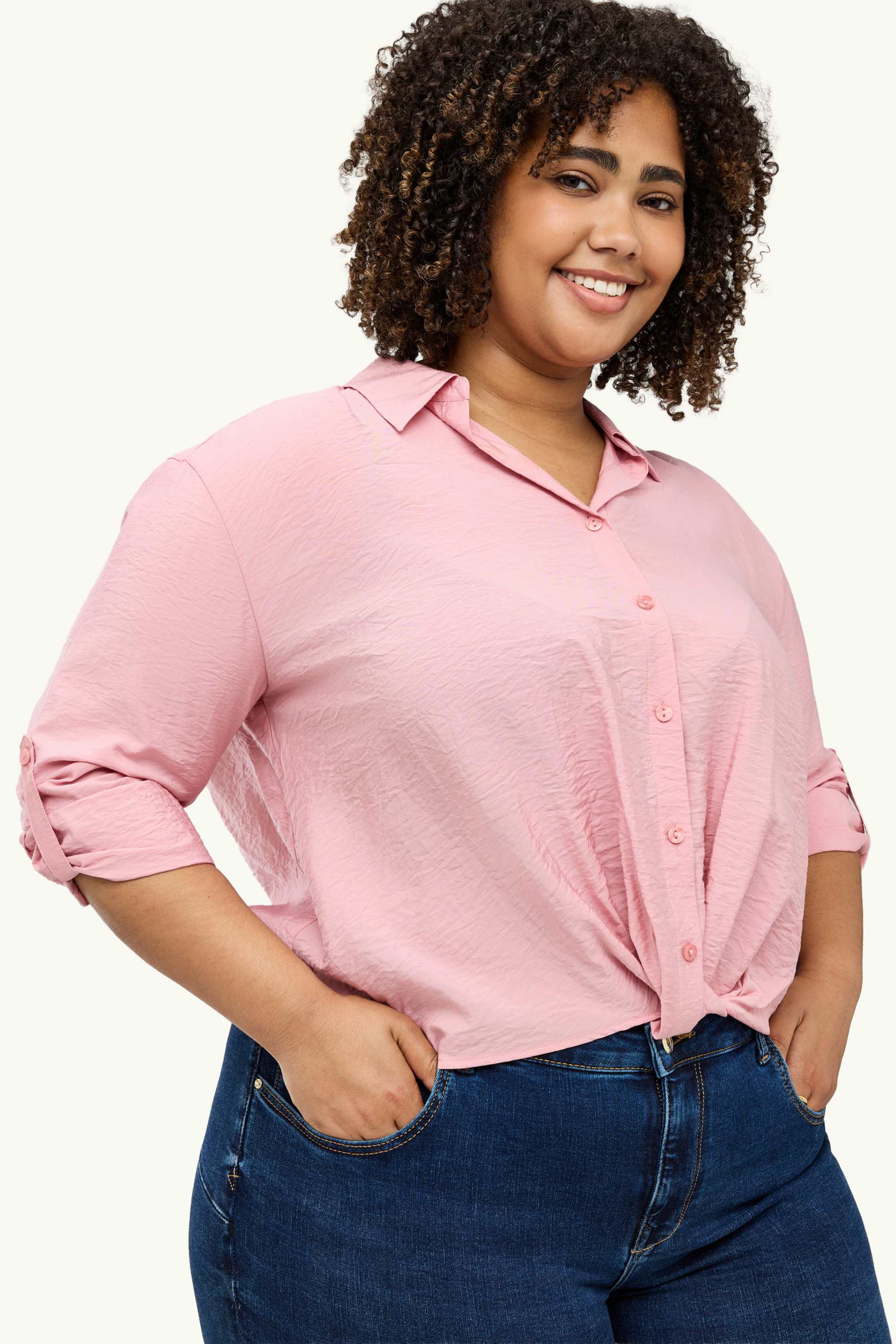 Shirt blouse with knot detail rose