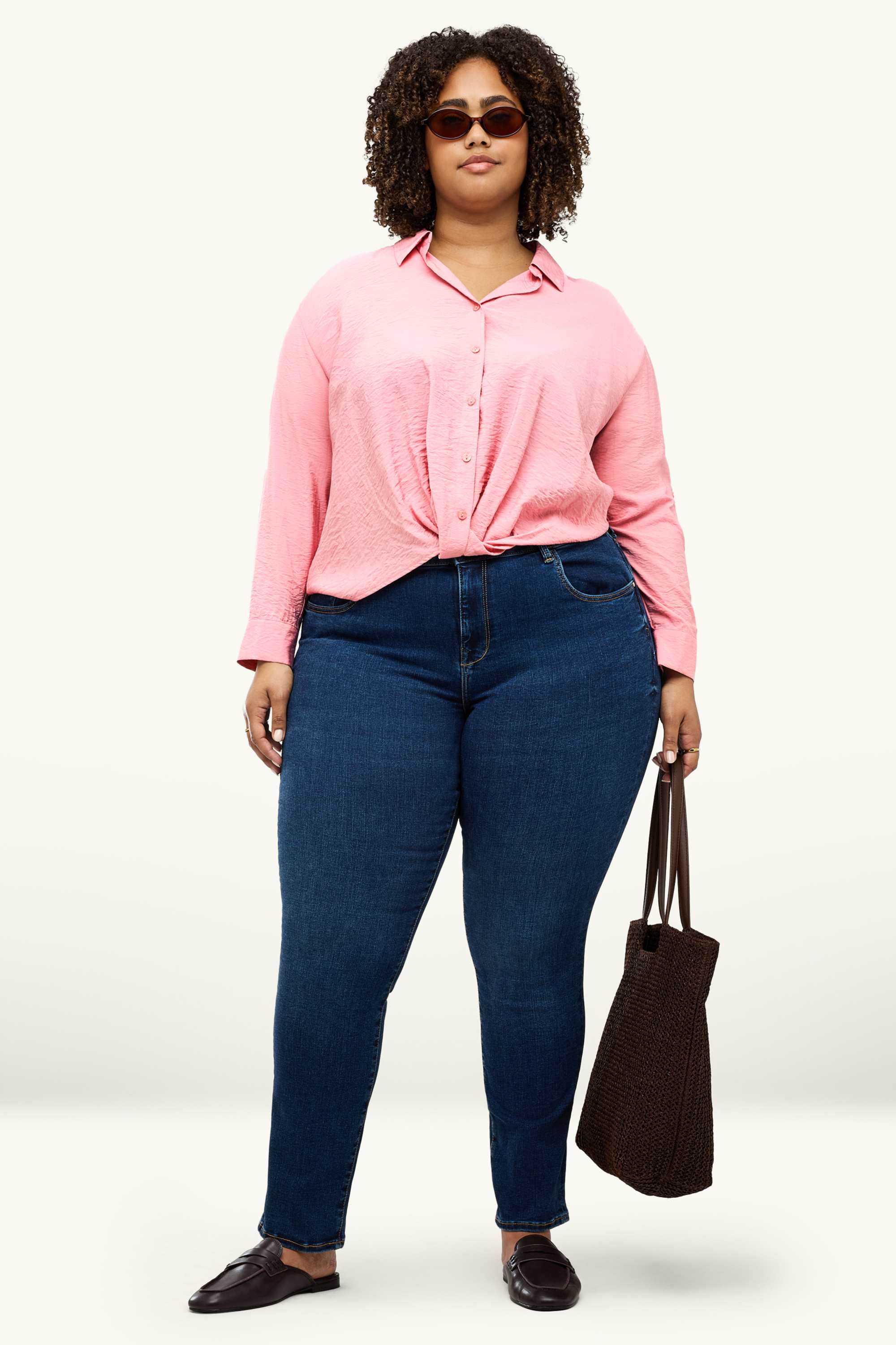 Shirt blouse with knot detail rose