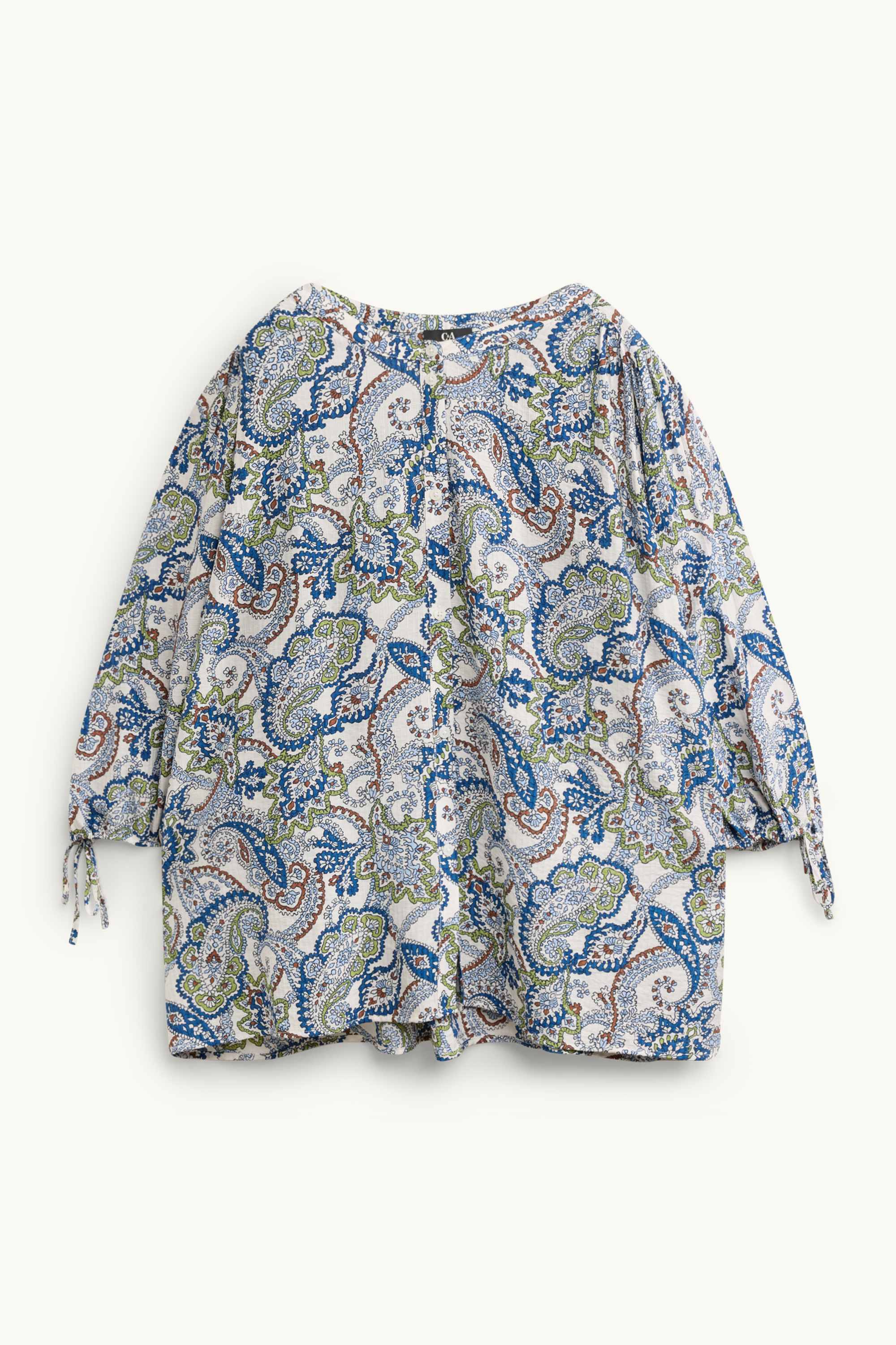 Blouse - patterned blue / white