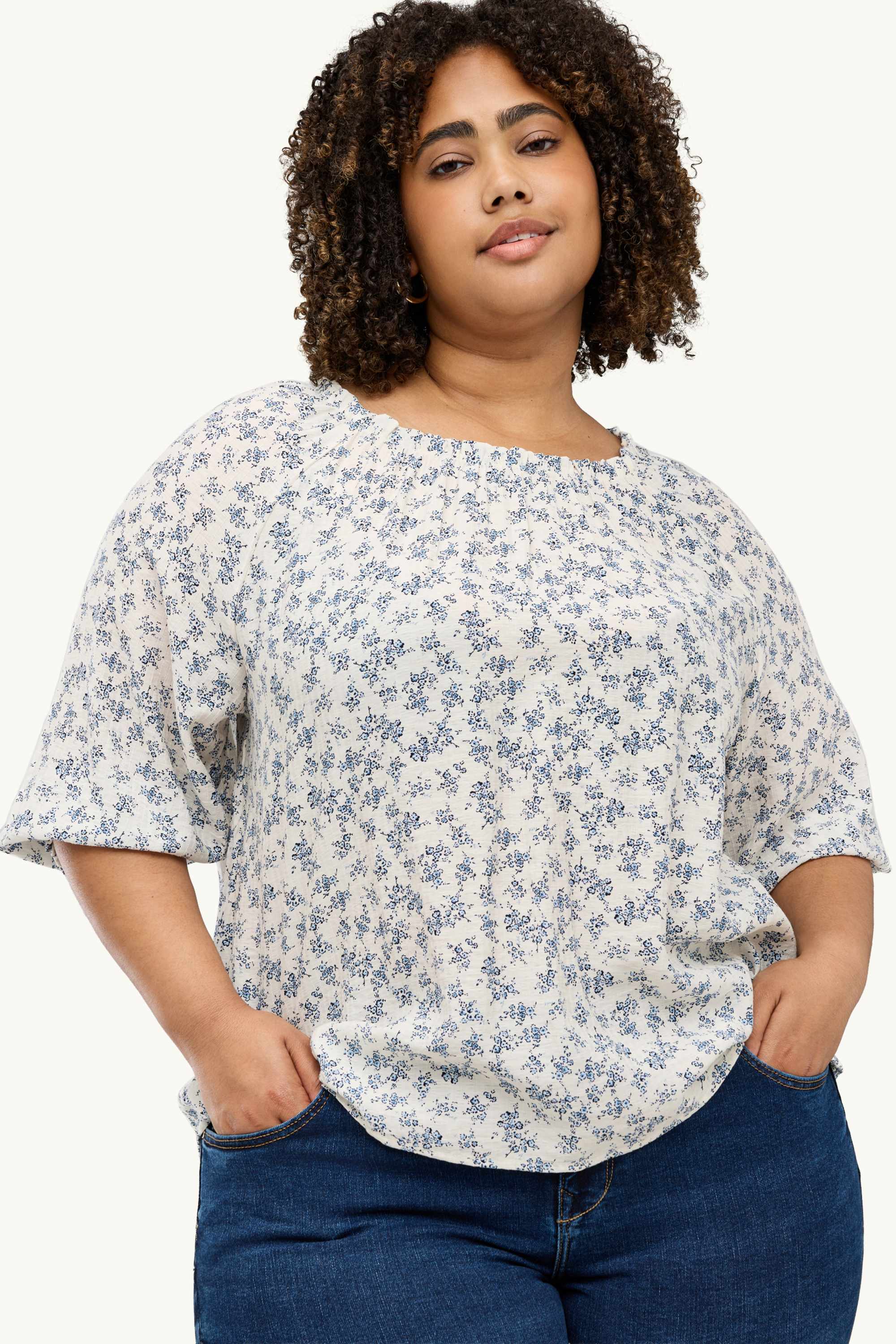Blouse - floral beige