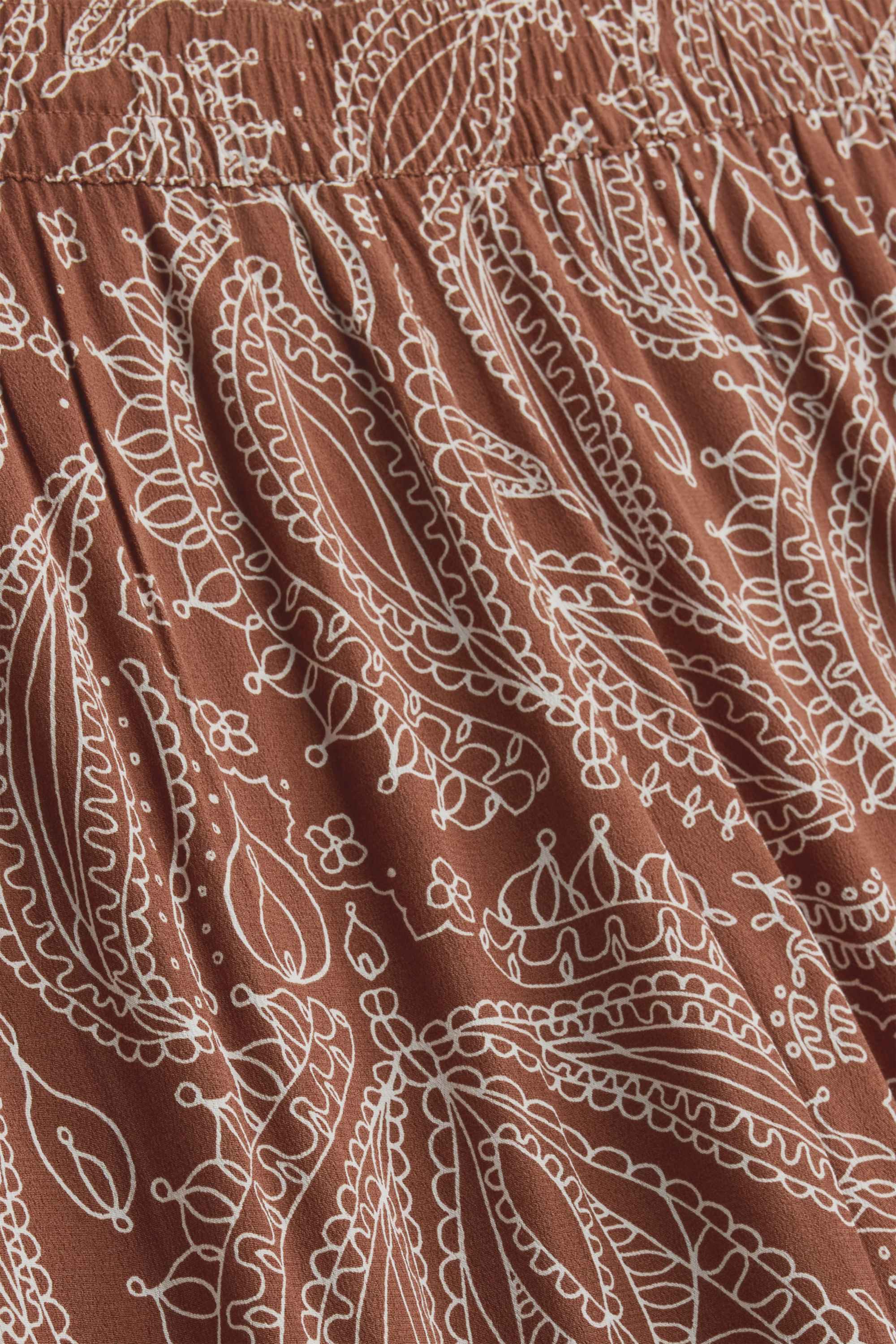 Cropped cloth trousers - high waist - palazzo - patterned brown