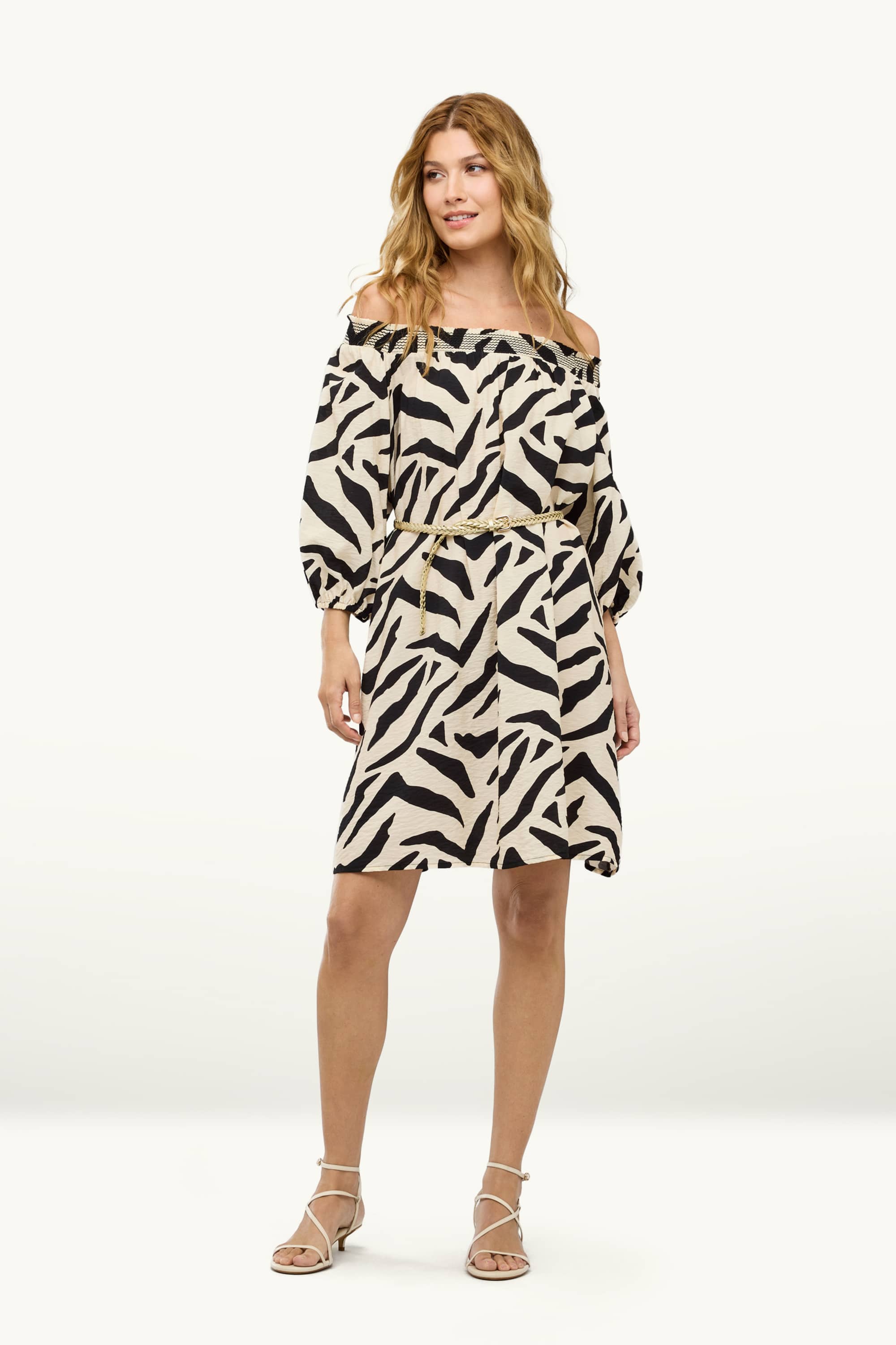 Dress - patterned black / beige