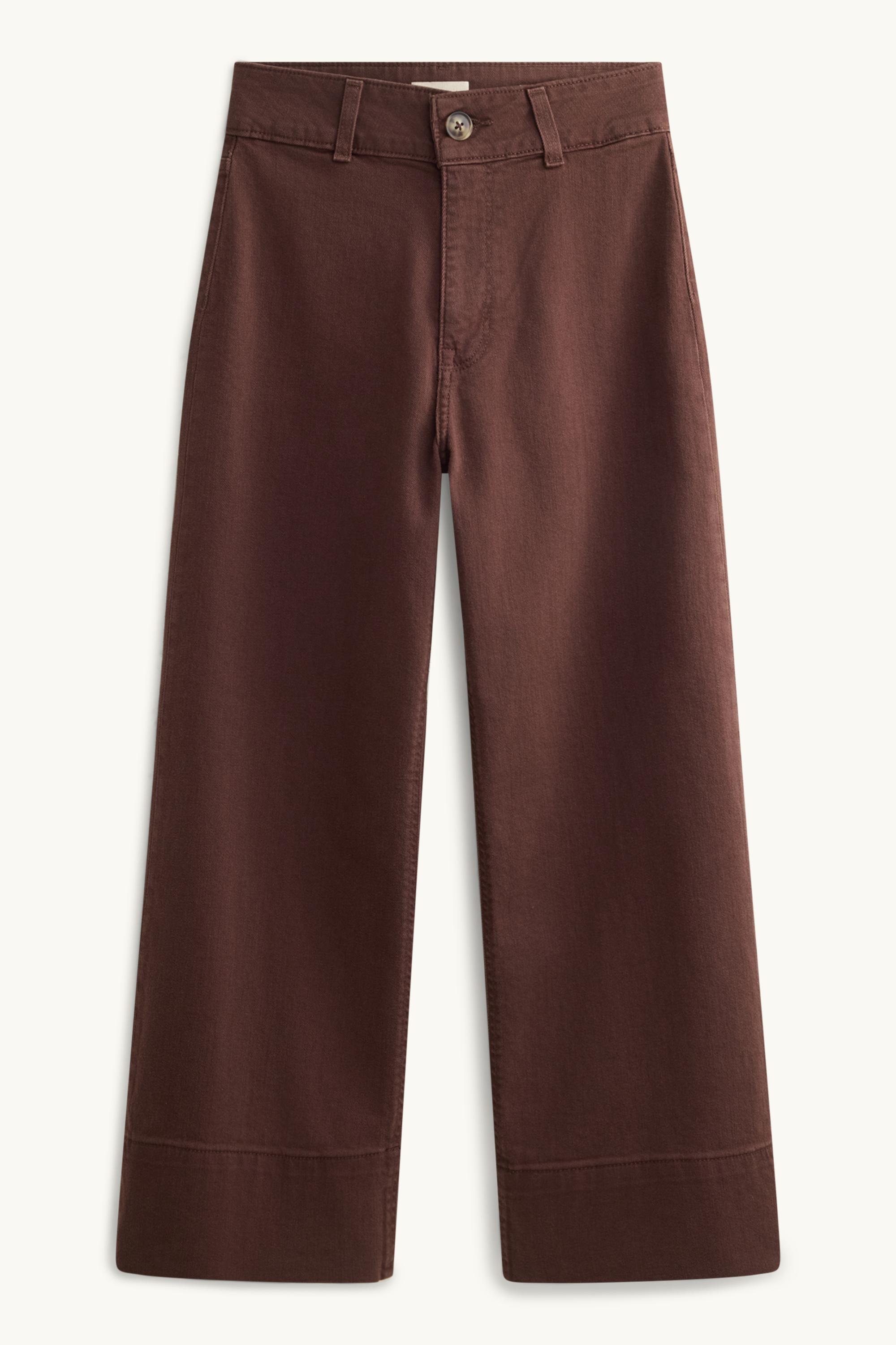 Cropped wide leg jeans - high waist dark brown