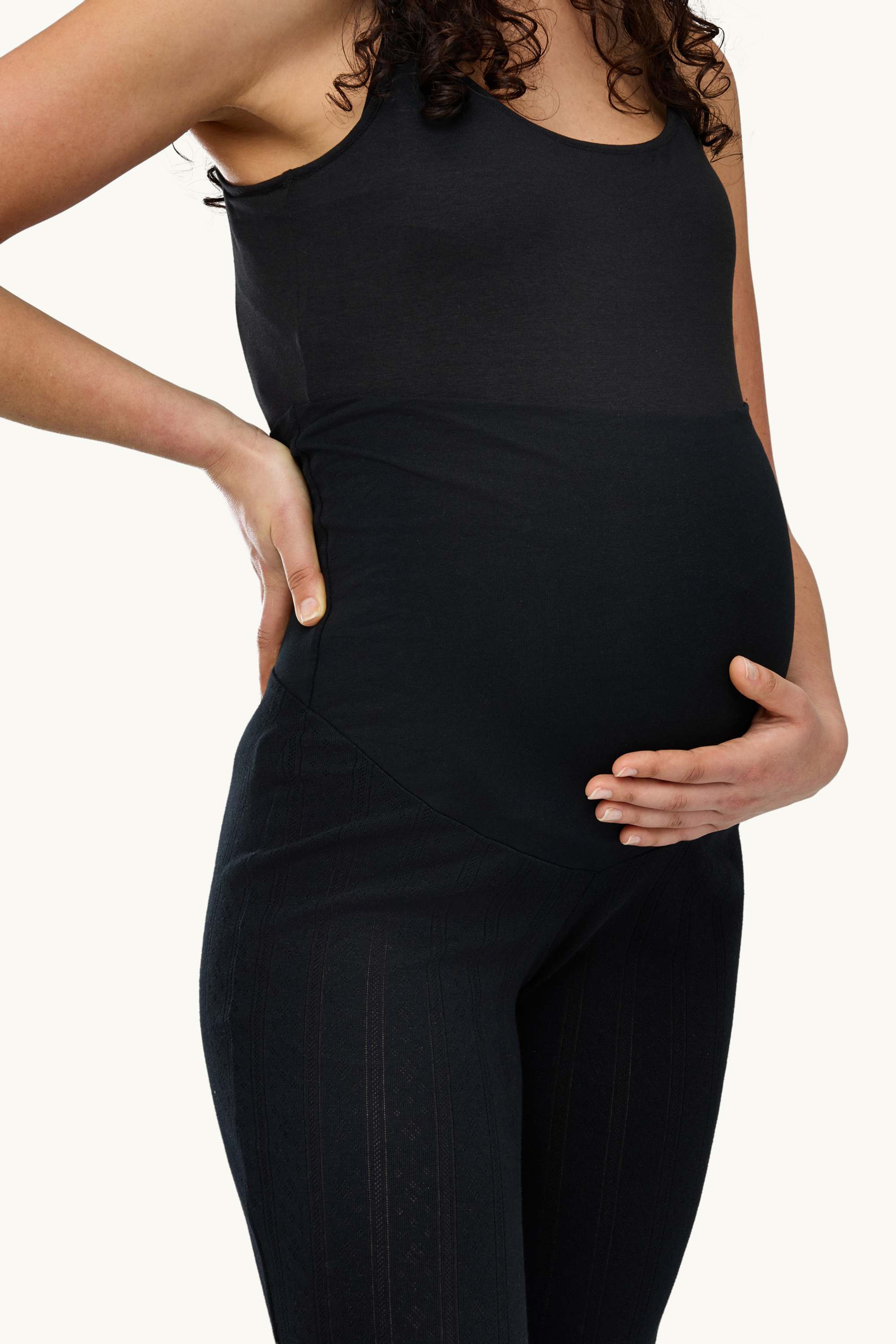 Pointelle maternity pyjama bottoms black