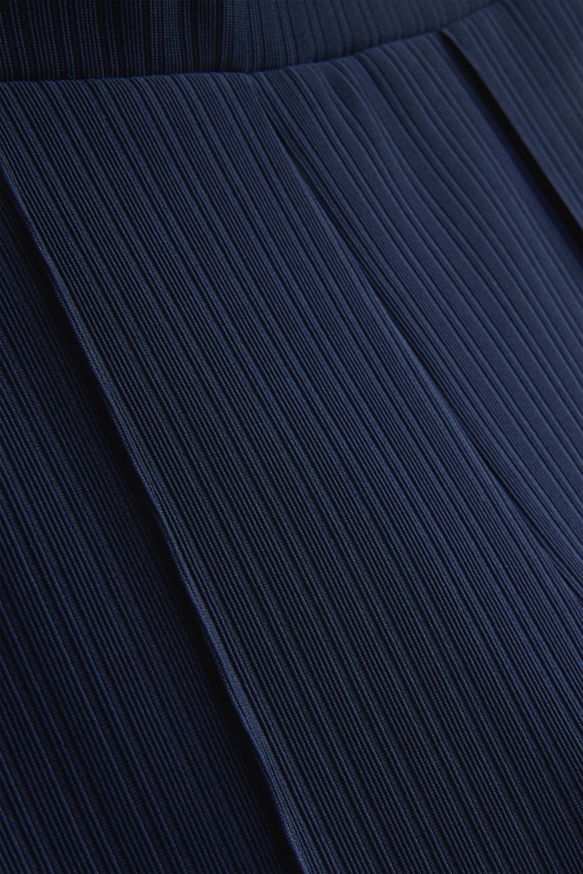 Cloth trousers - high waist - flared - ribbed dark blue
