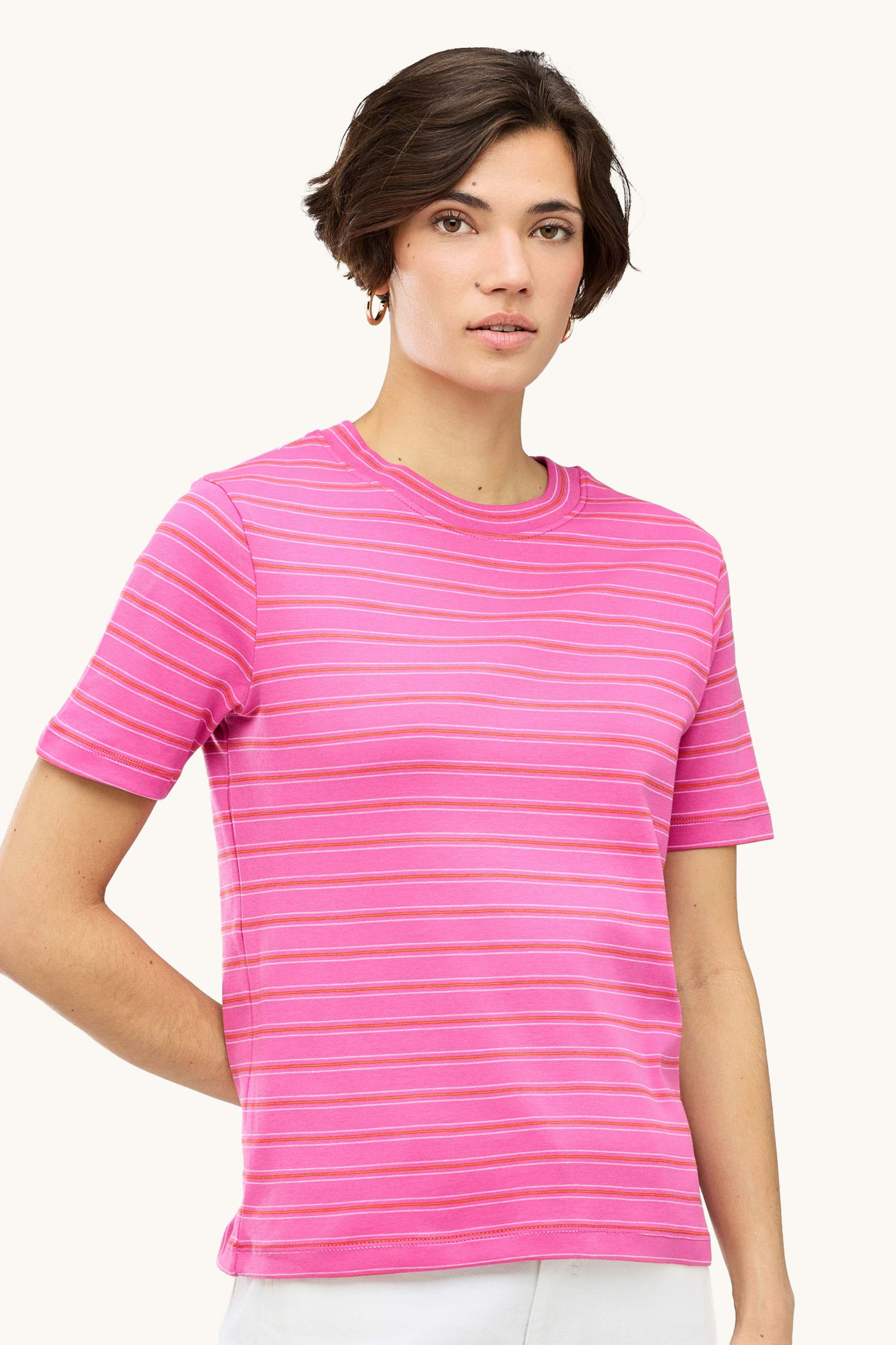T-shirt - regular fit - striped pink