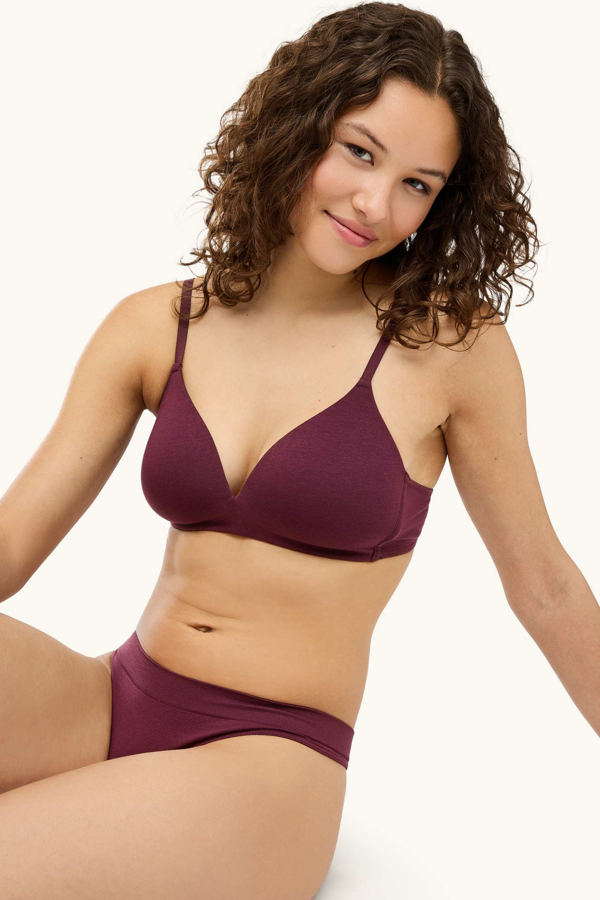 Multipack of 3 - thong - seamless dark red