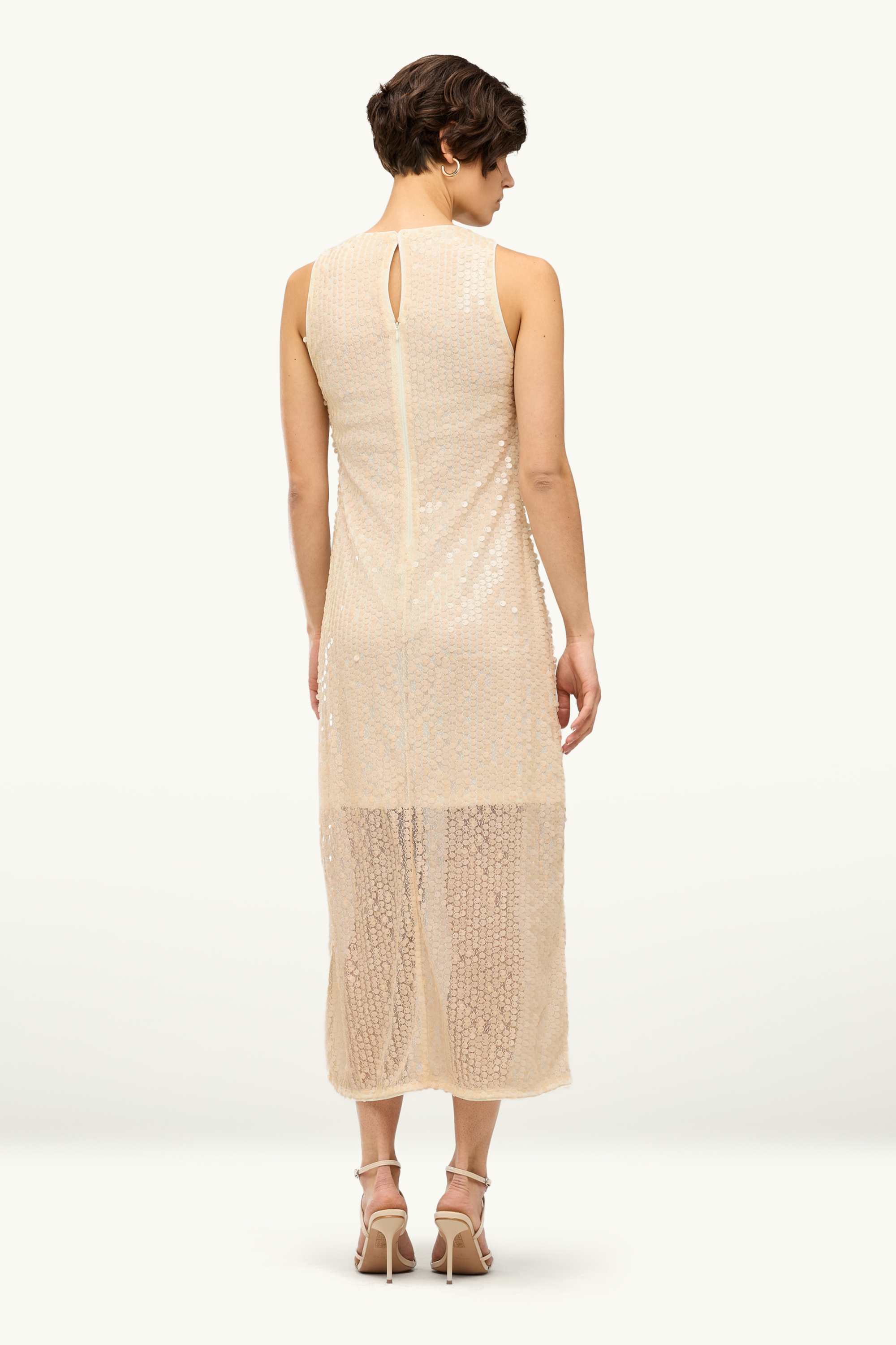 Sequin dress - straight fit beige