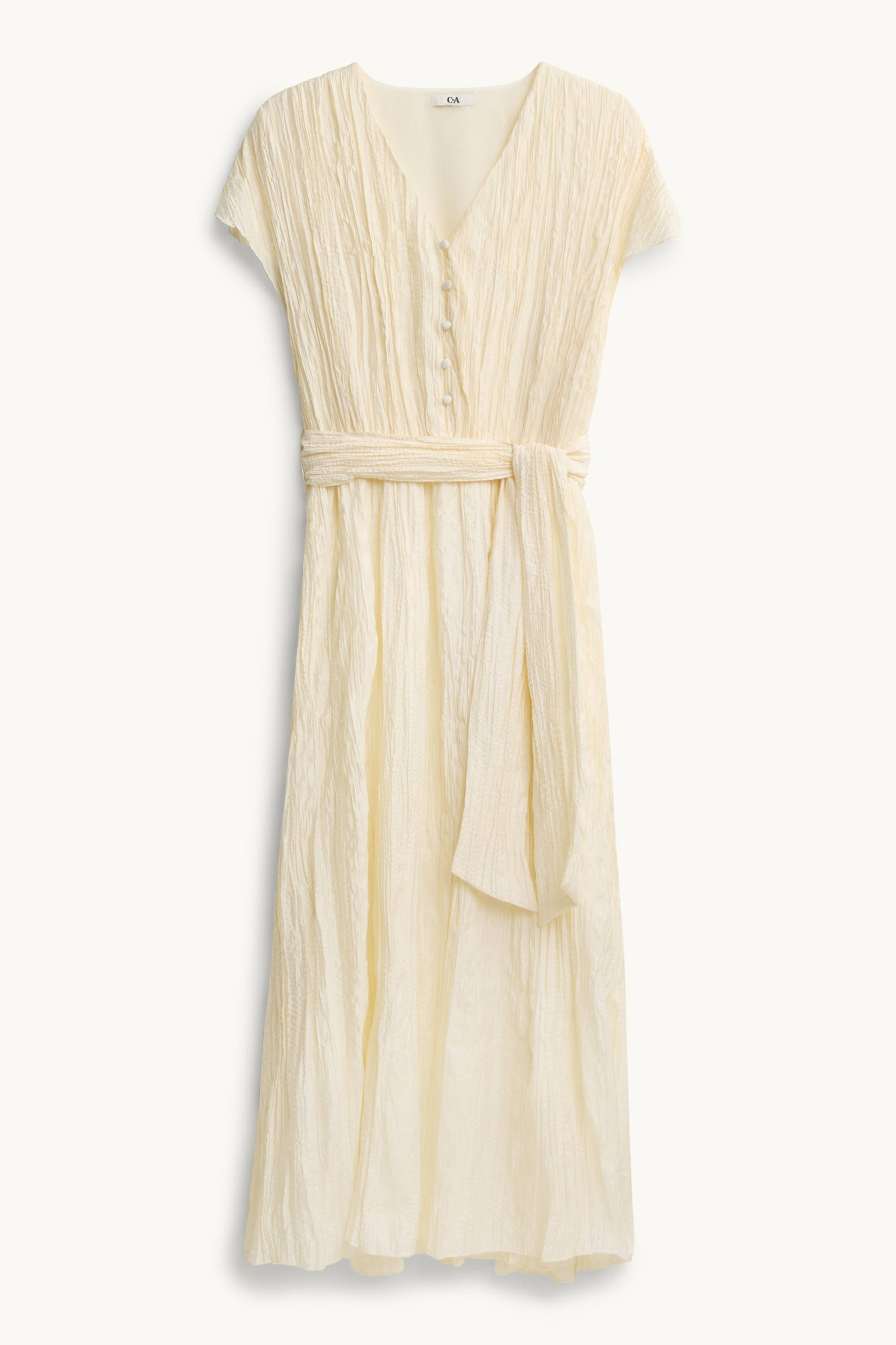 V-neck dress creme
