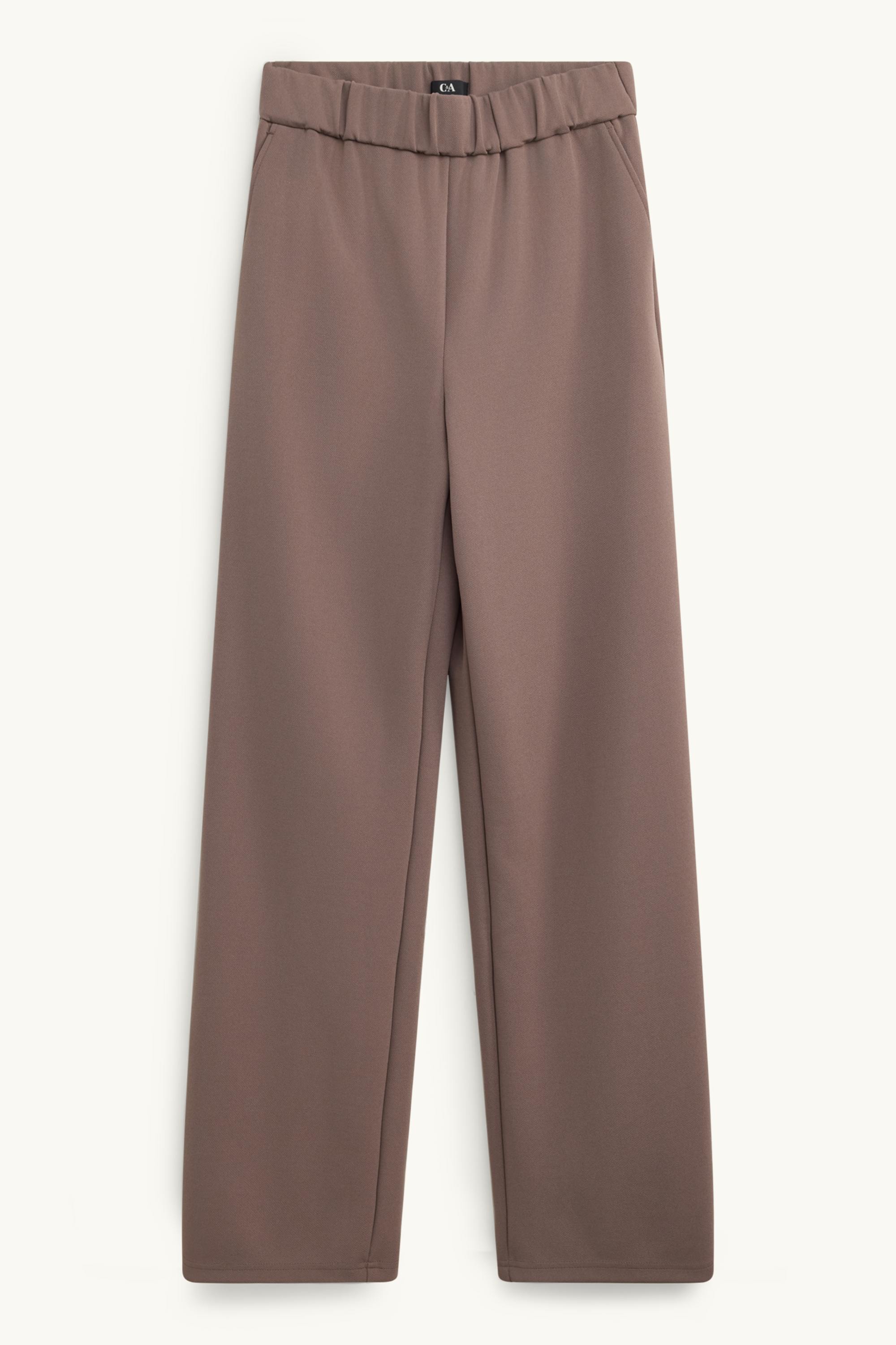 Business trousers - mid-rise waist - wide leg brown