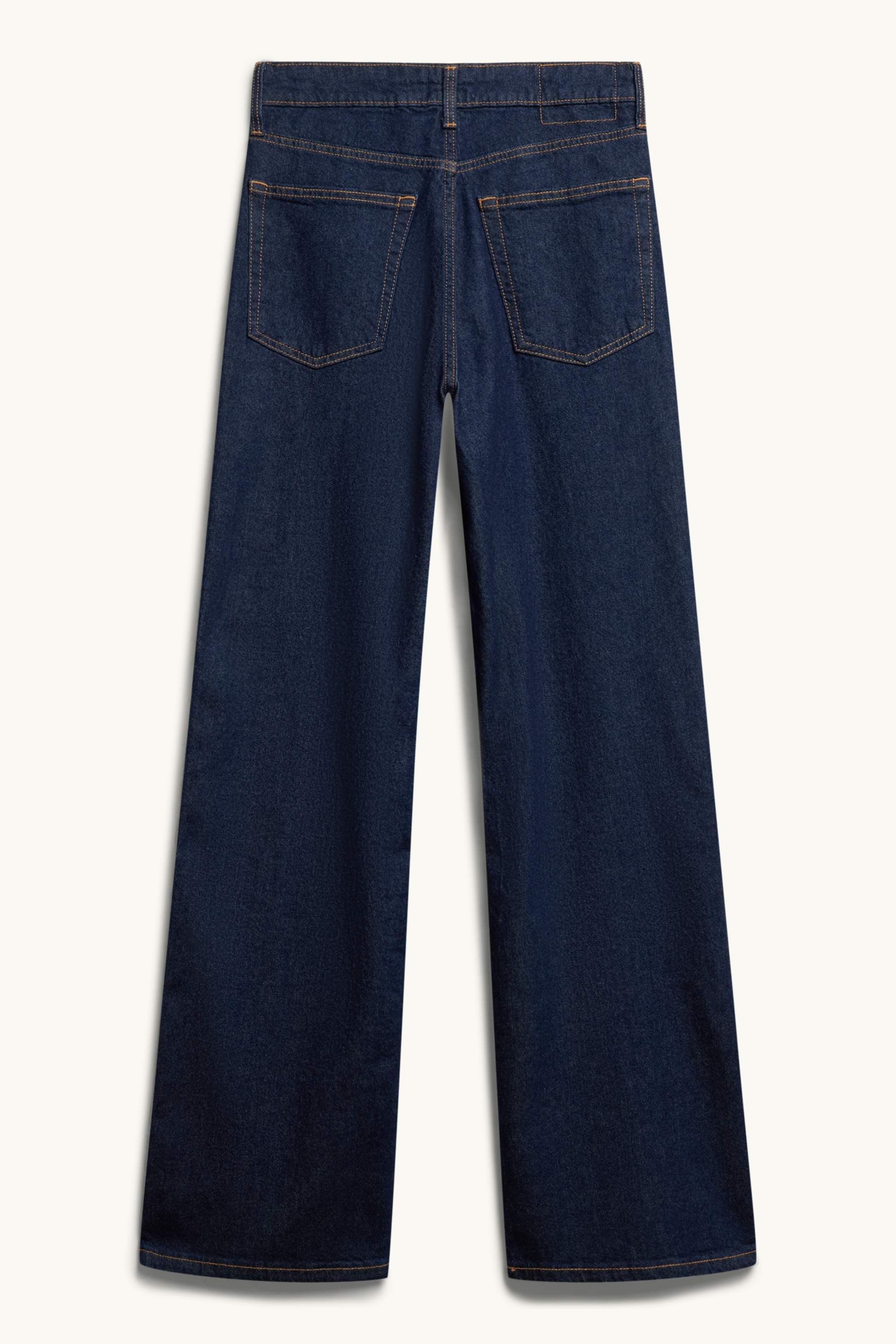 Wide leg jeans - high waist denim-dark blue