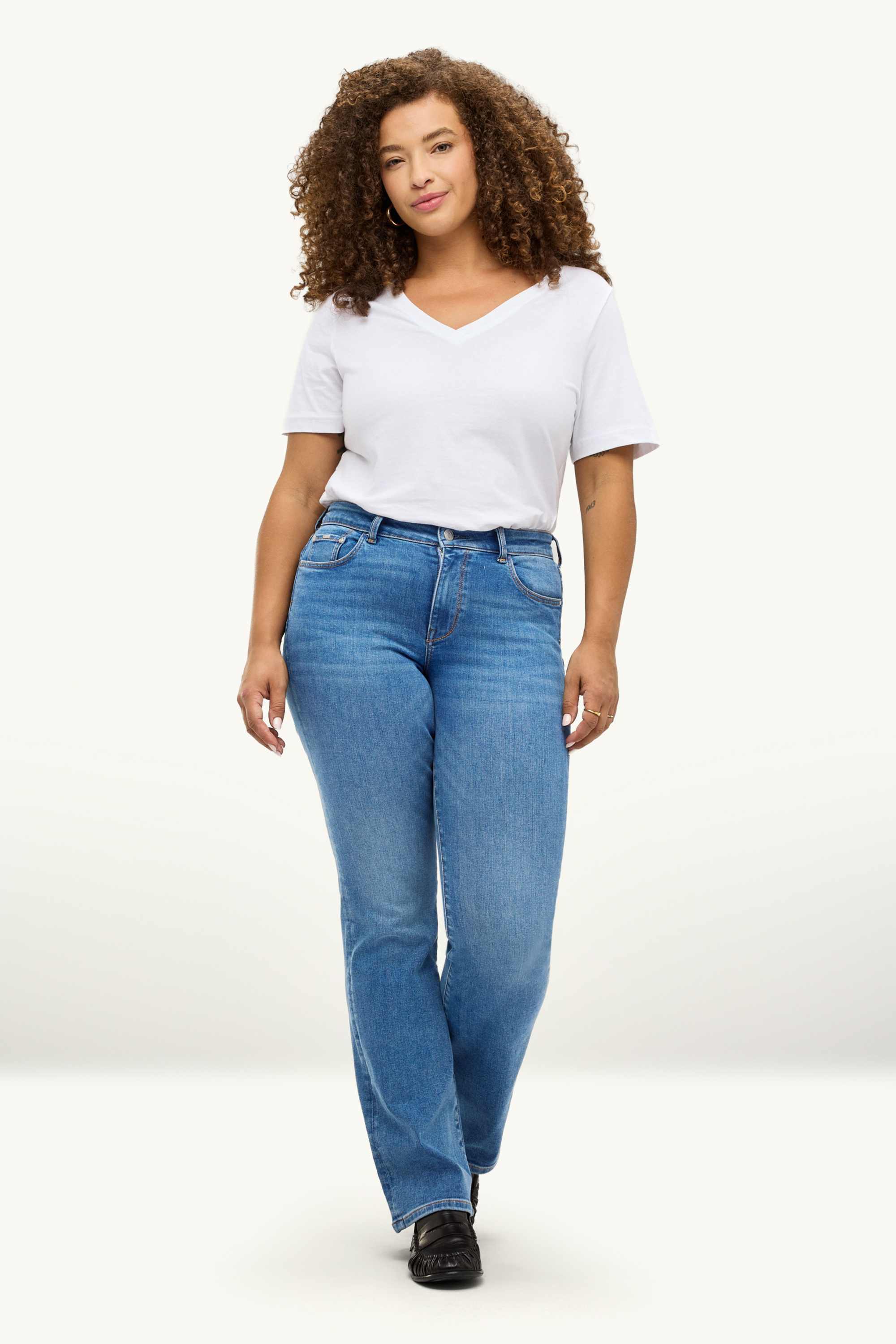 Bootcut jeans - mid-rise waist - shaping jeans - LYCRA® blue denim