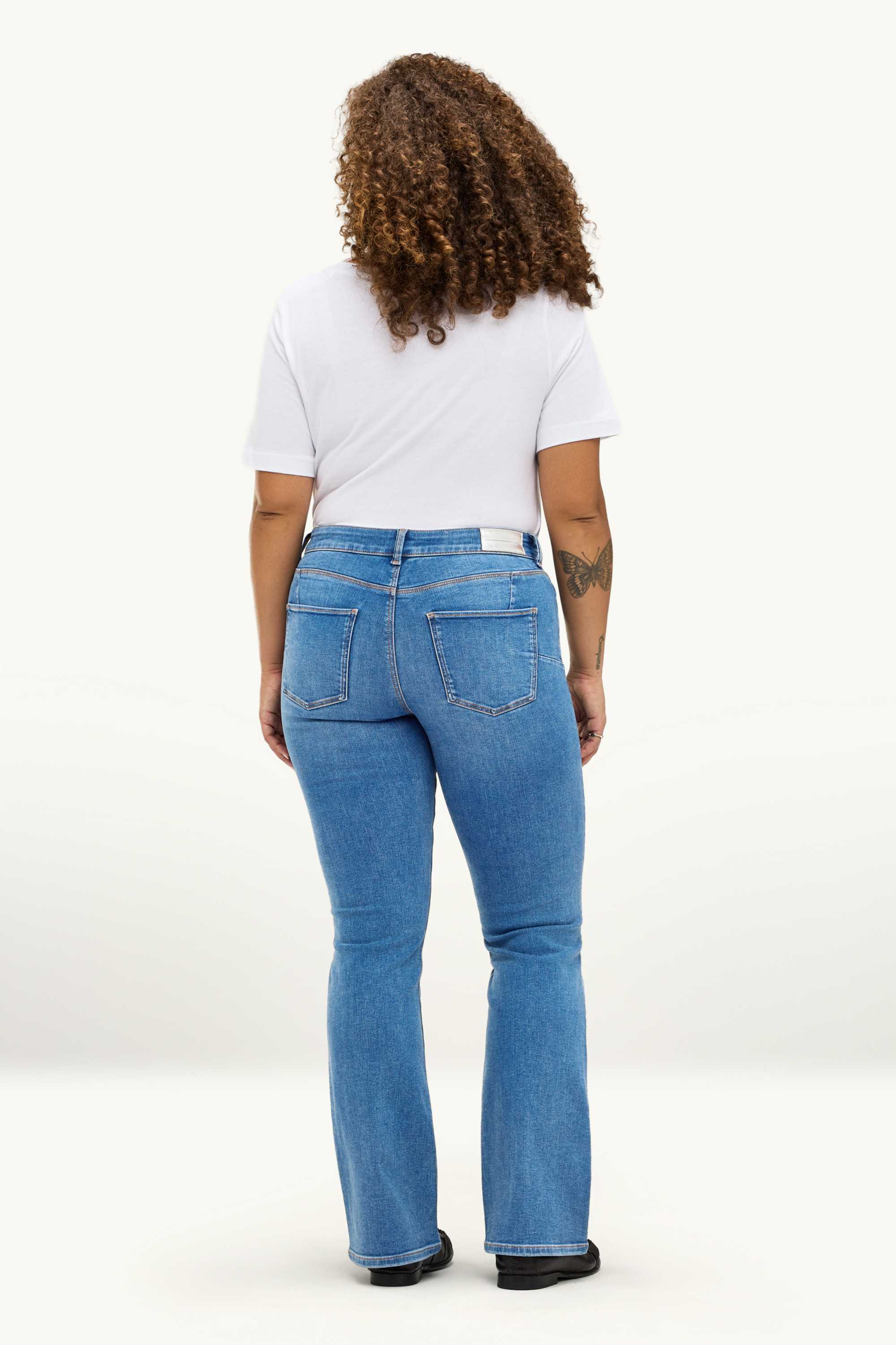 Bootcut jeans - mid-rise waist - shaping jeans - LYCRA® blue denim
