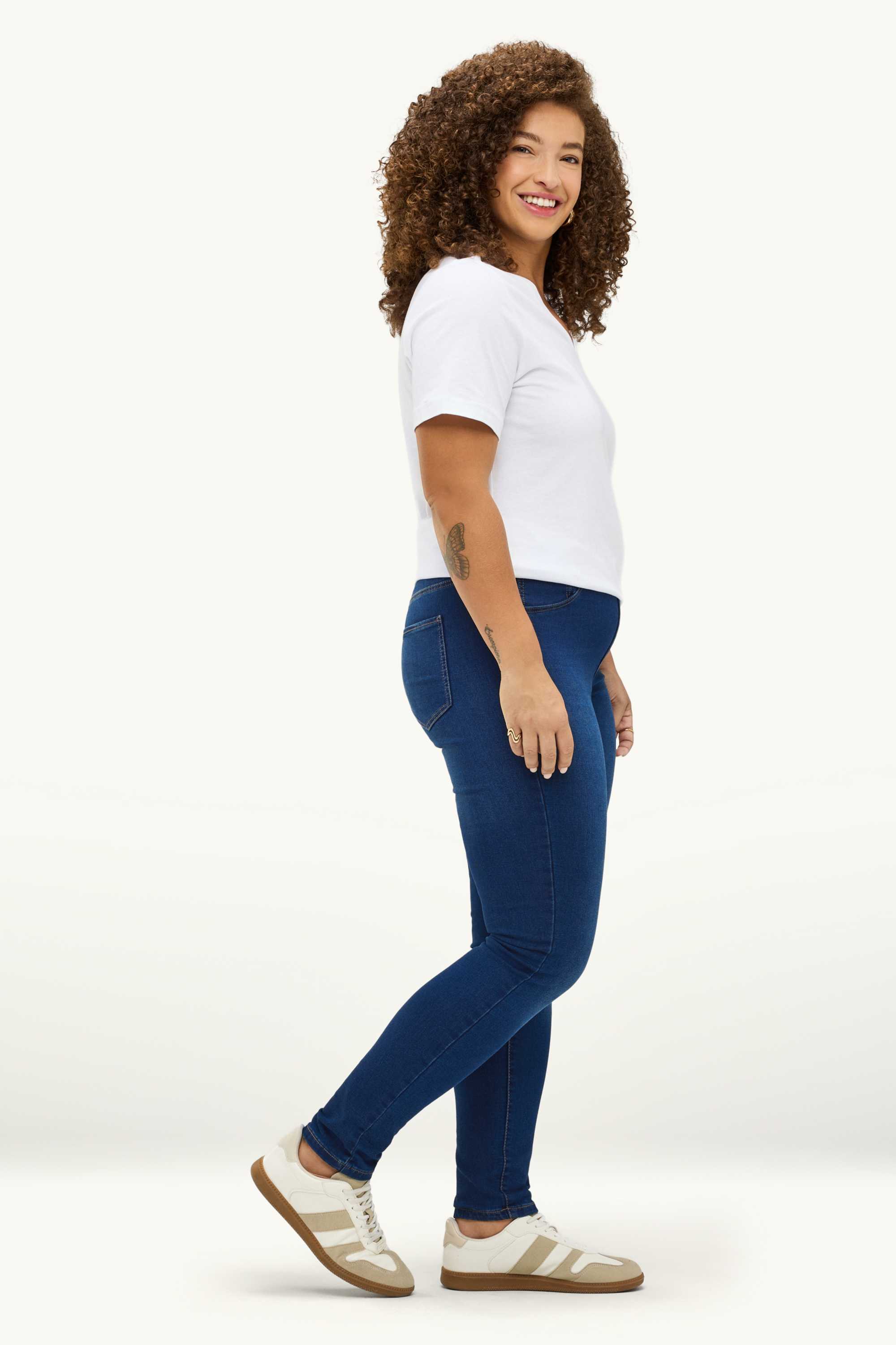 Jegging jeans - mid-rise waist blue denim