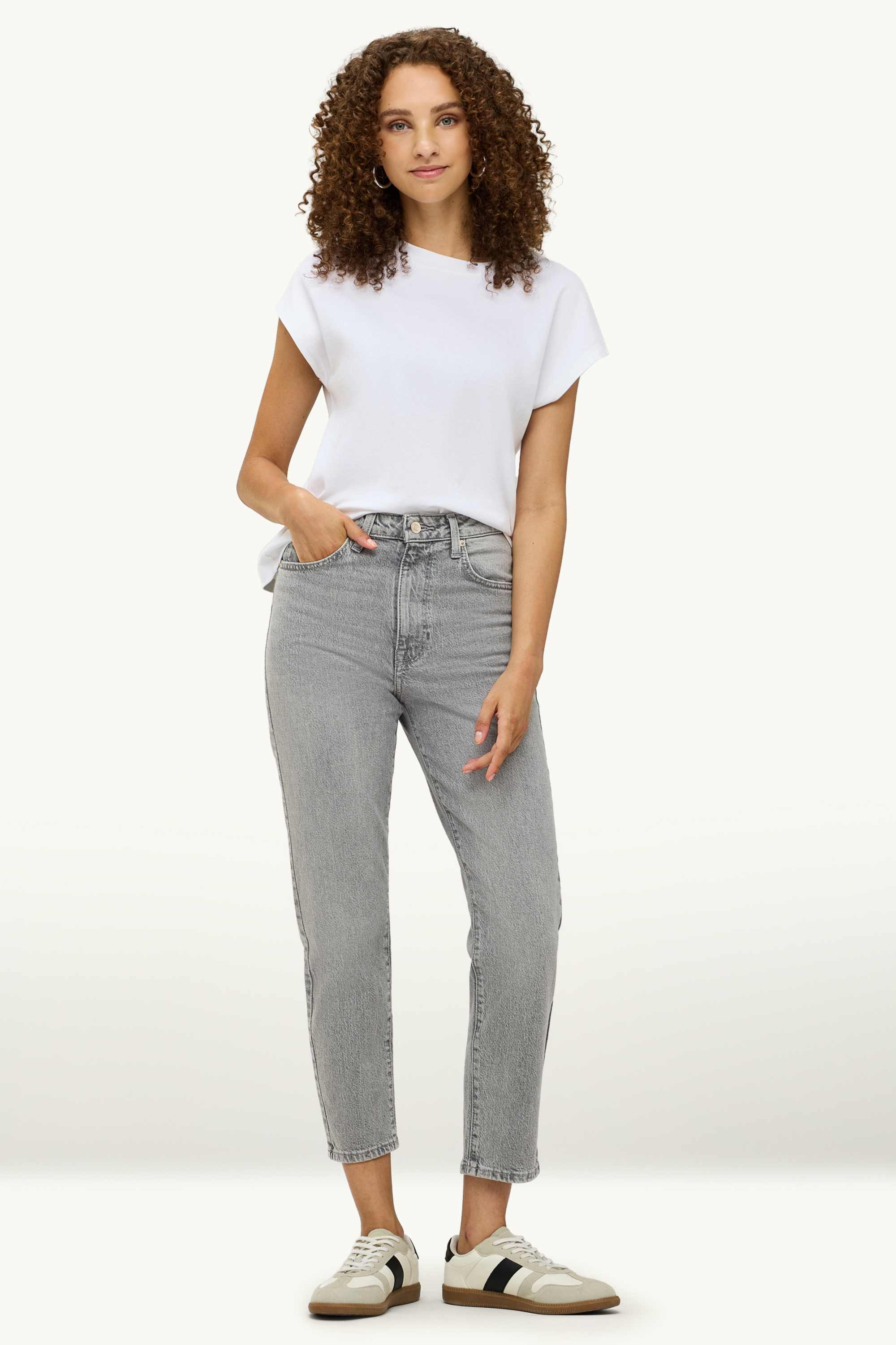 Mom jeans - high waist - LYCRA® denim-gray