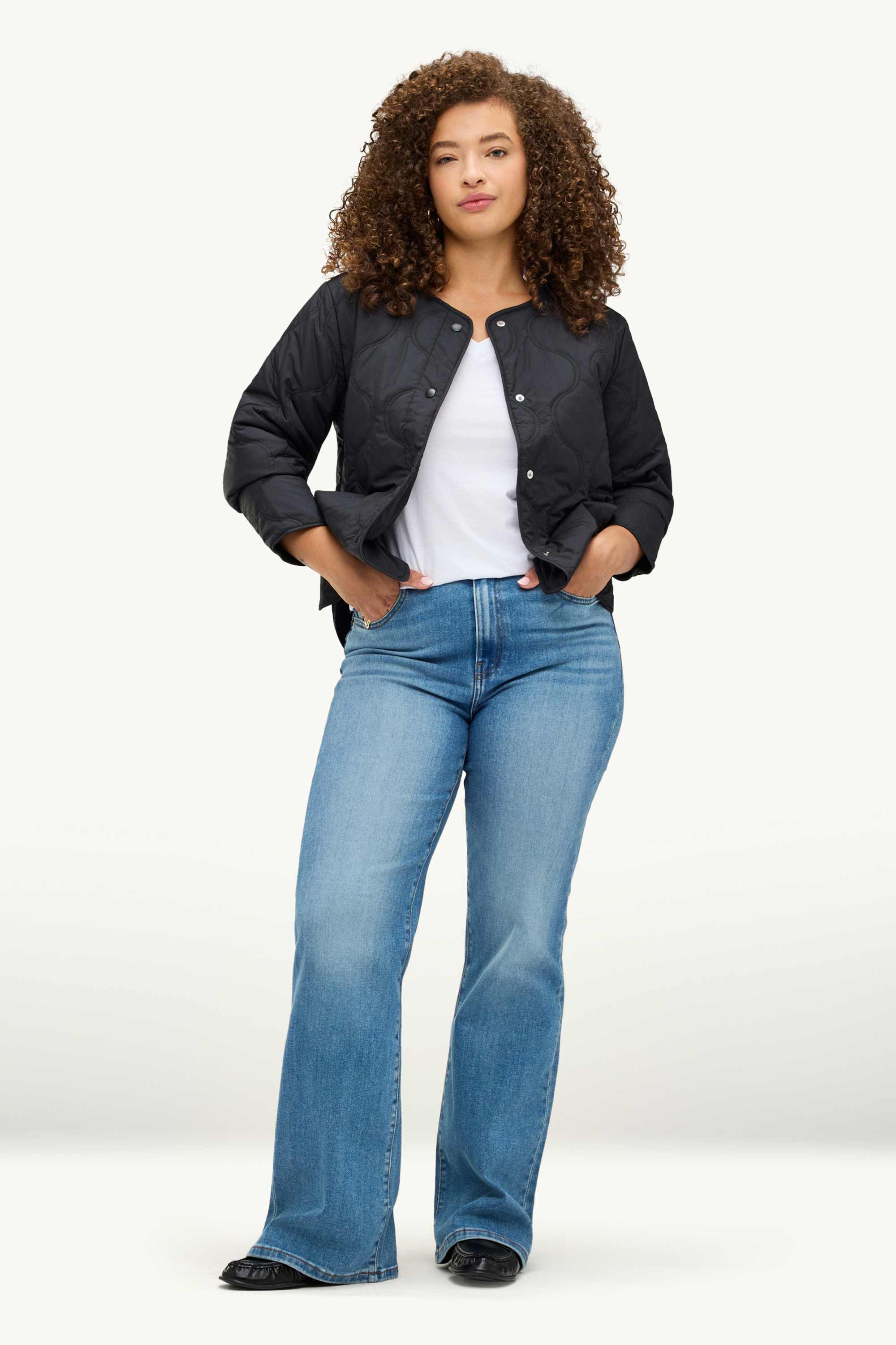 Flared jeans - high waist blue denim (3)