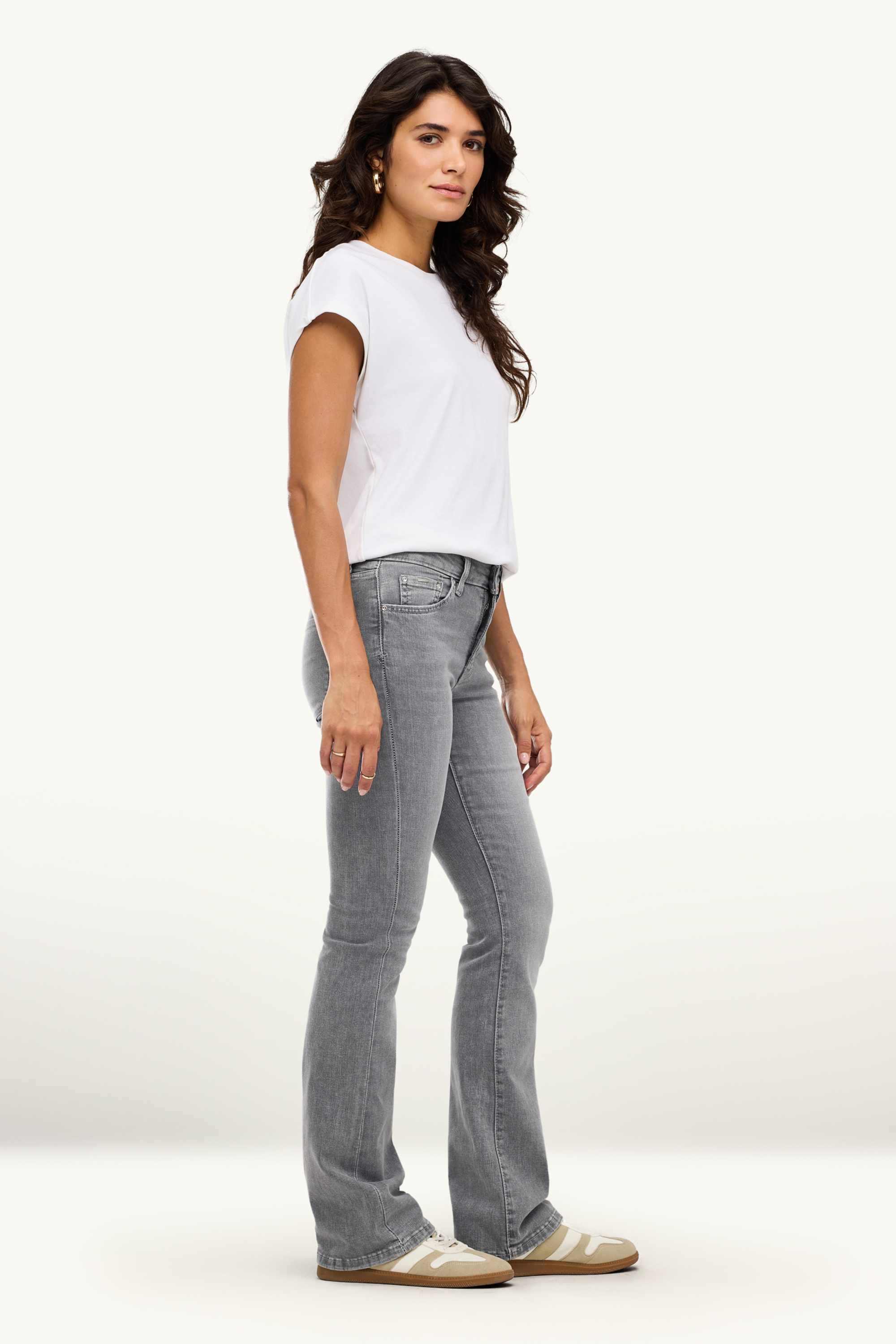Bootcut jeans - mid-rise waist - LYCRA® denim-gray
