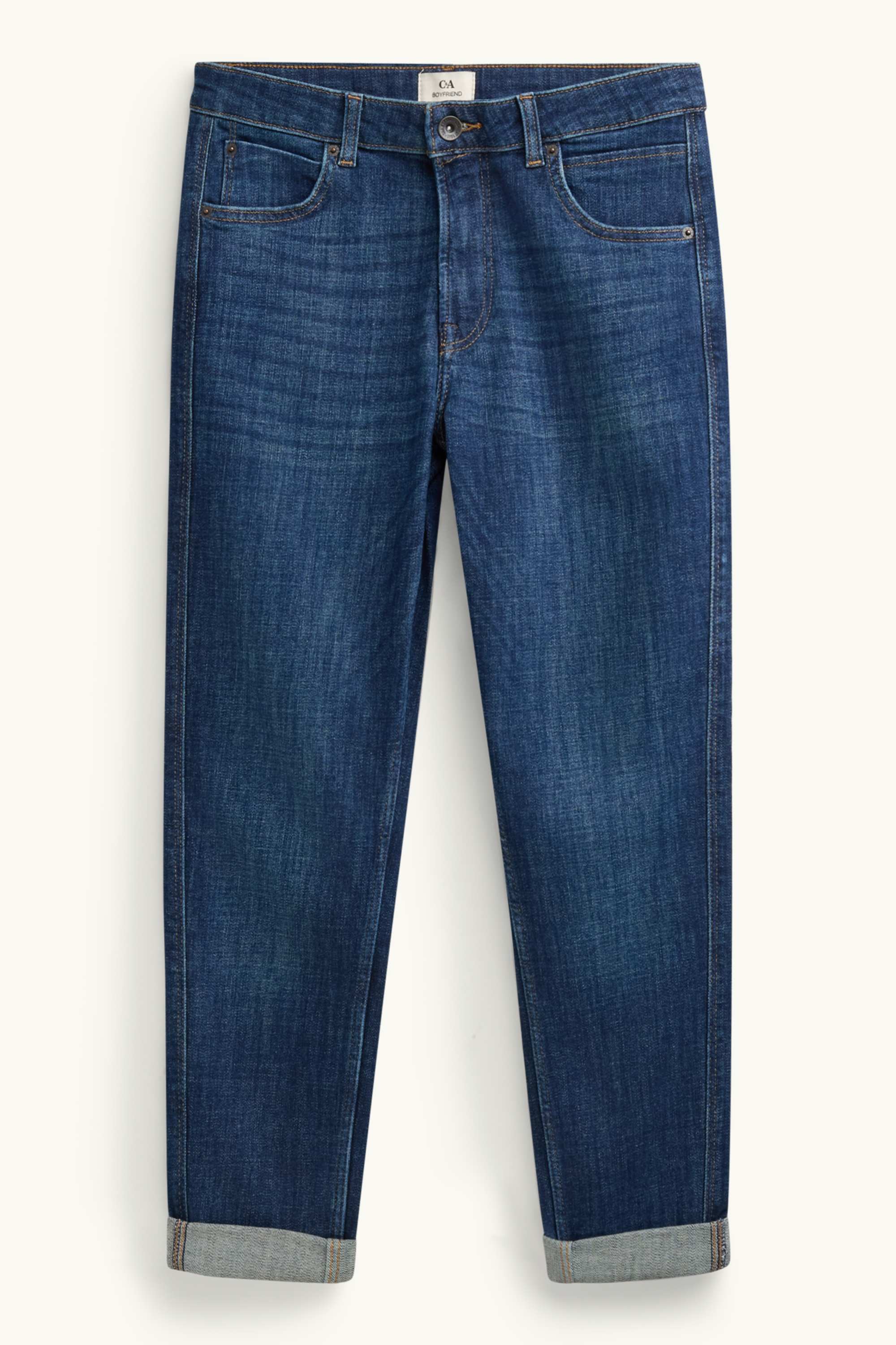 Boyfriend jeans - mid-rise waist blue denim