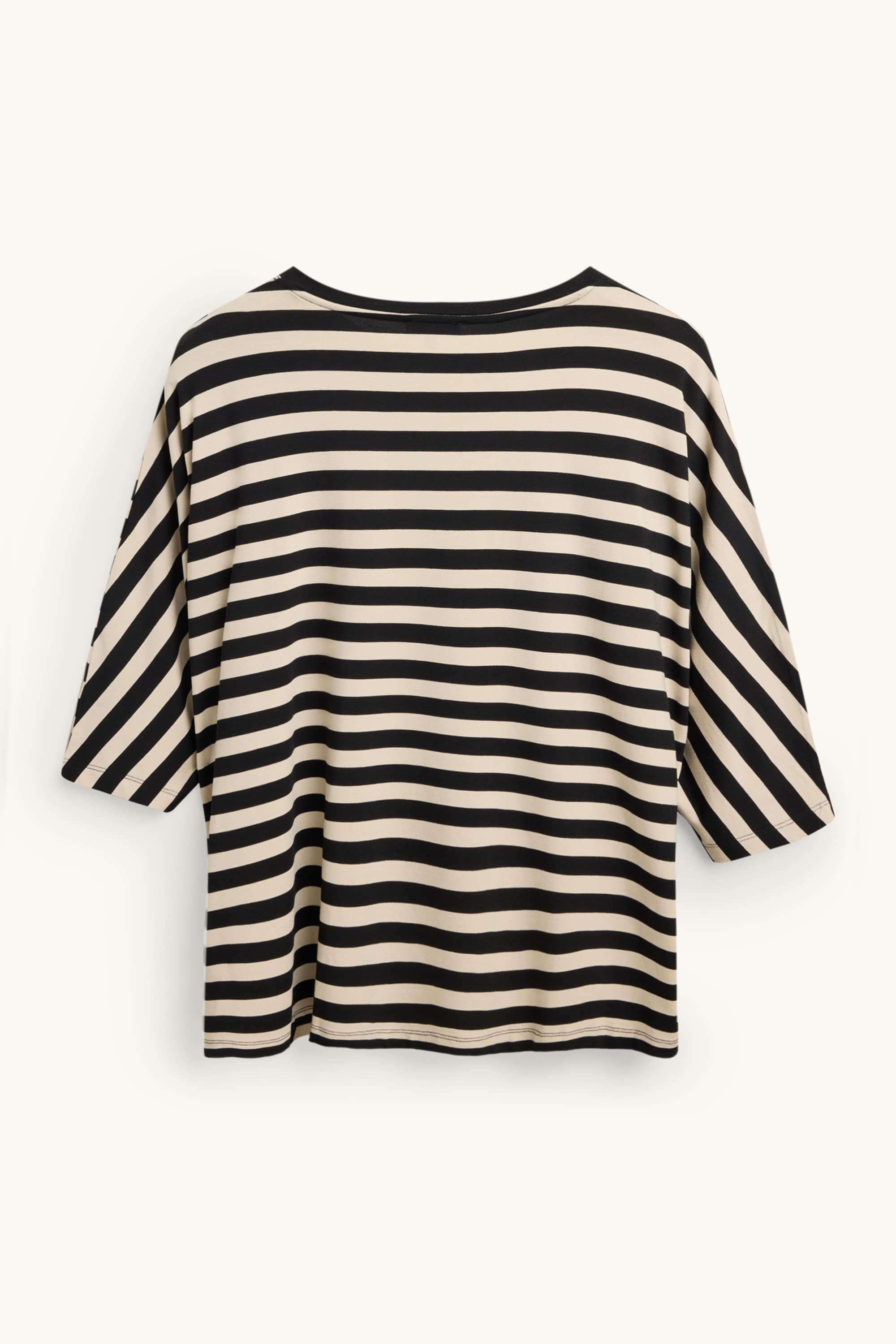 T-shirt - regular fit - striped black / beige